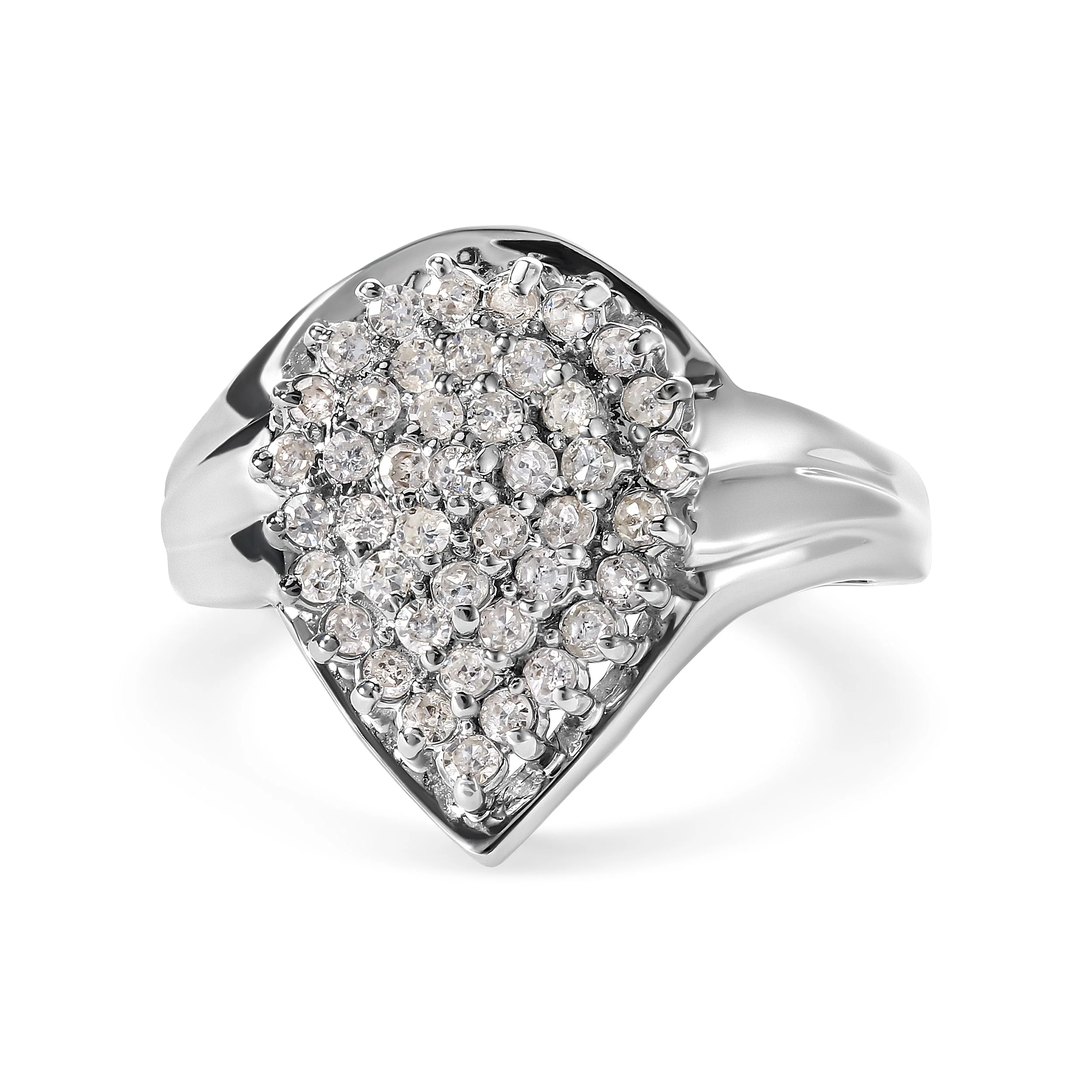 10K White Gold 1/2 Cttw Diamond Pear Shaped Cluster Ring (H-I Color, I1-I2 Clarity) - Ring Size 7 - Image 9
