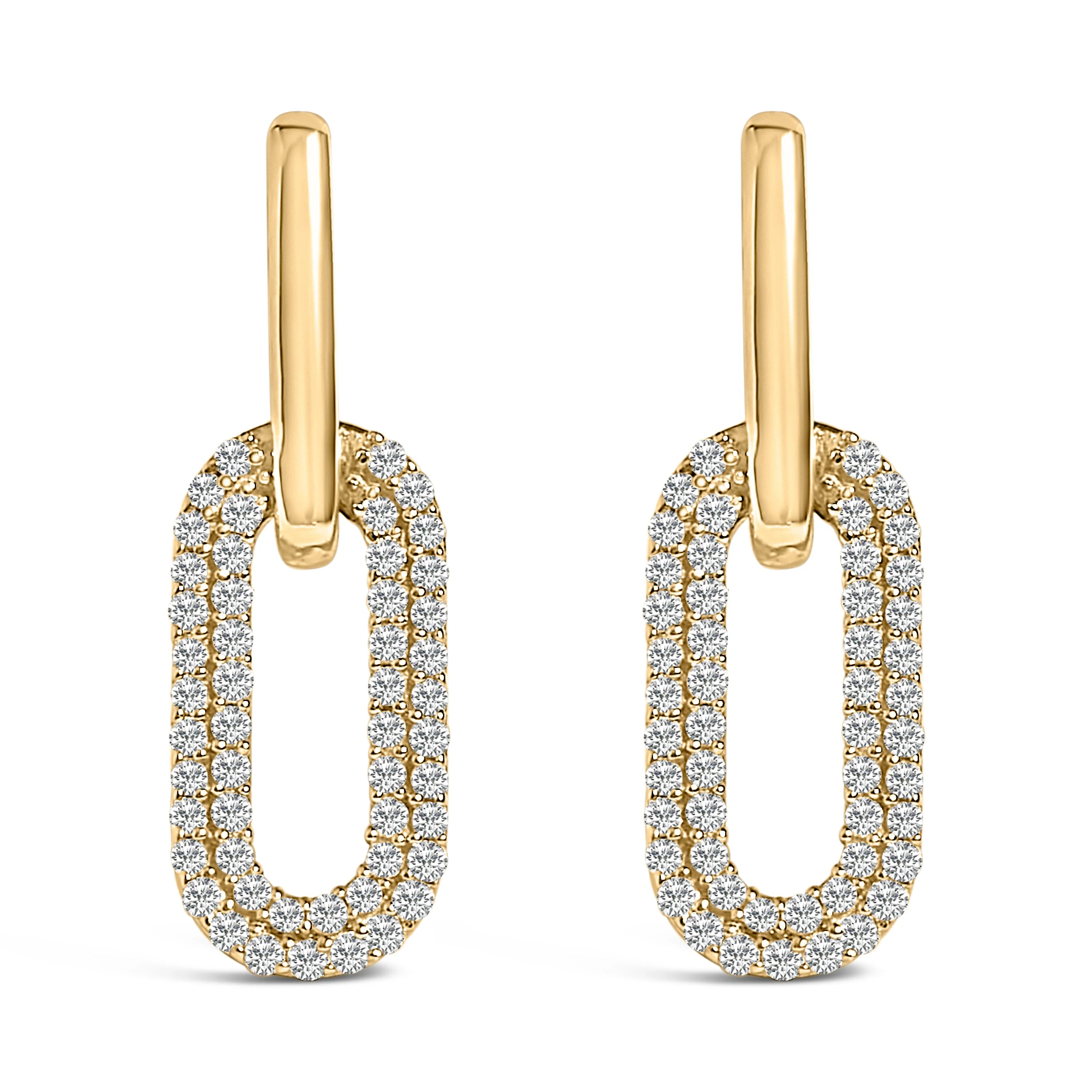 10K White Gold 1/2 Cttw Lab Grown Diamond Dangling Paperclip Drop Earrings - Image 4