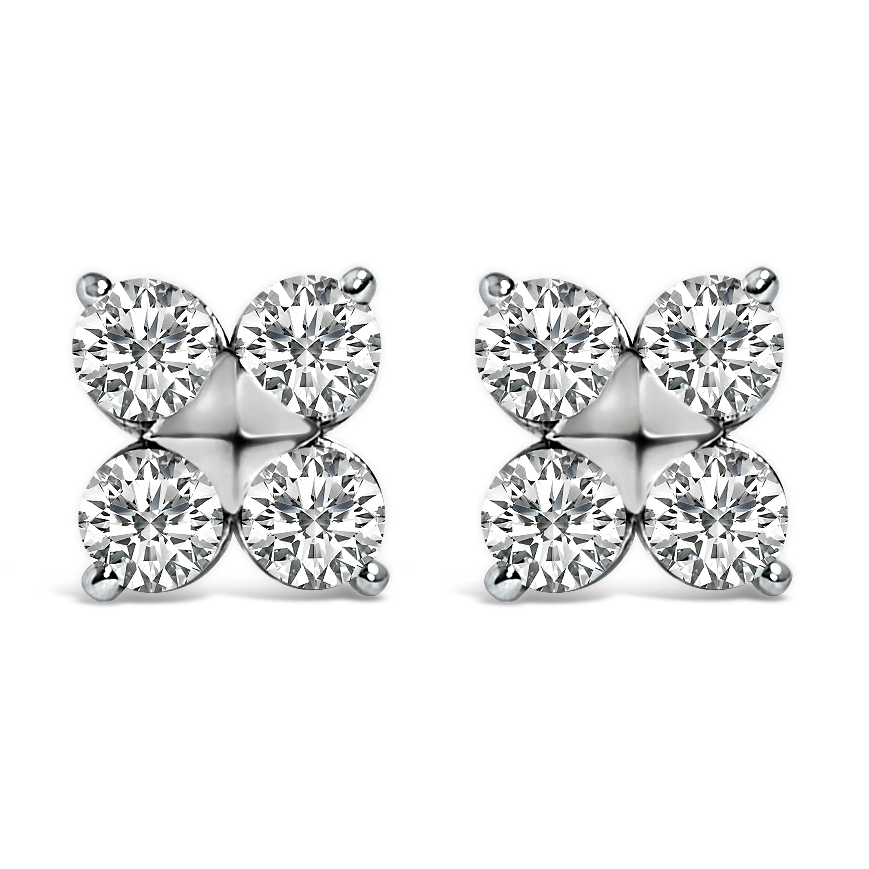10K White Gold 1/2 Cttw Lab Grown Diamond Snowflake Stud Earrings