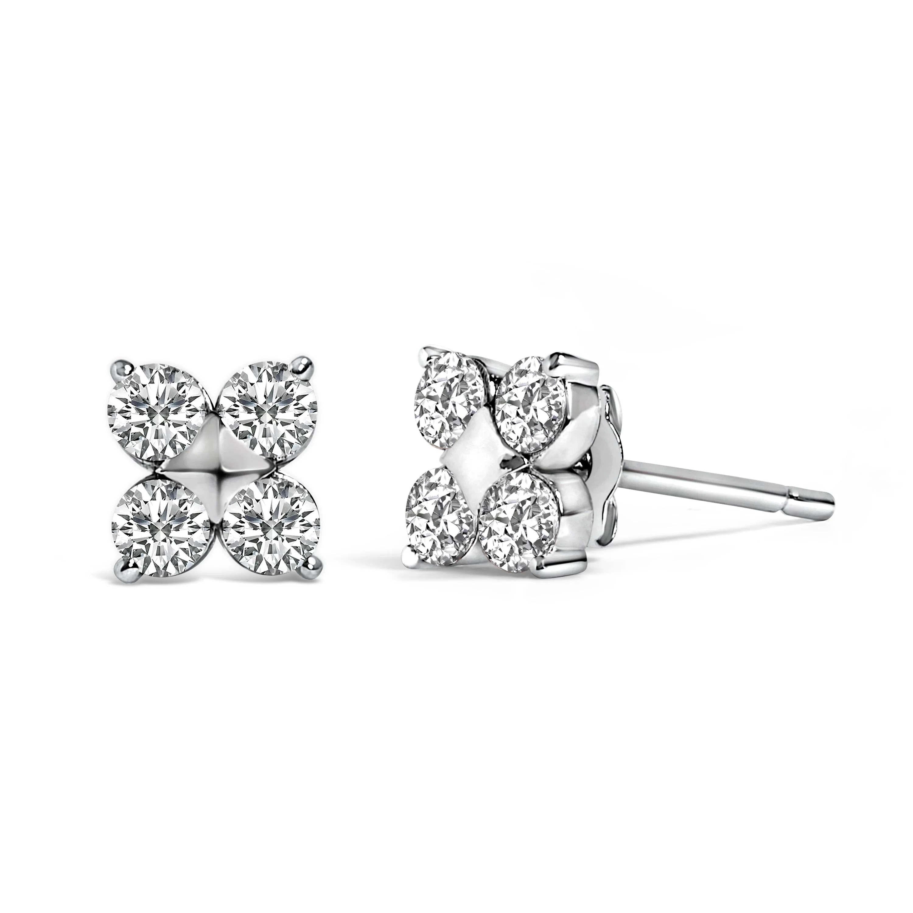 10K White Gold 1/2 Cttw Lab Grown Diamond Snowflake Stud Earrings - Image 2