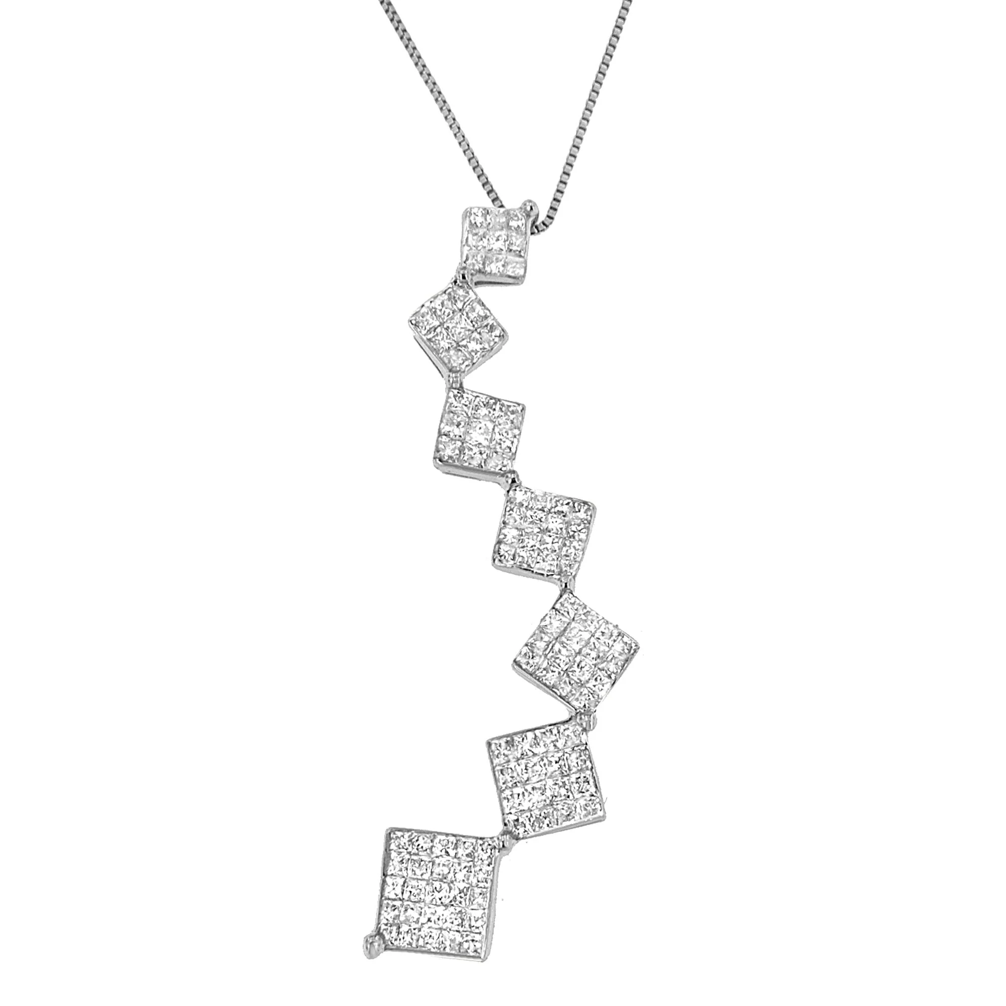 10K White Gold 1 cttw Diamond Snake Curved Pendant Necklace (H-I, I1-I2) - Image 5