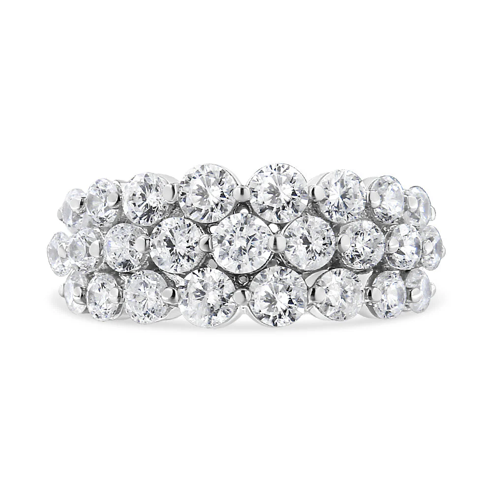 10K White Gold 2 1/2 Cttw Round Natural Diamond 3 Row Band Ring (I-J Color, I1-I2 Clarity) - Ring Size 7 - Image 10