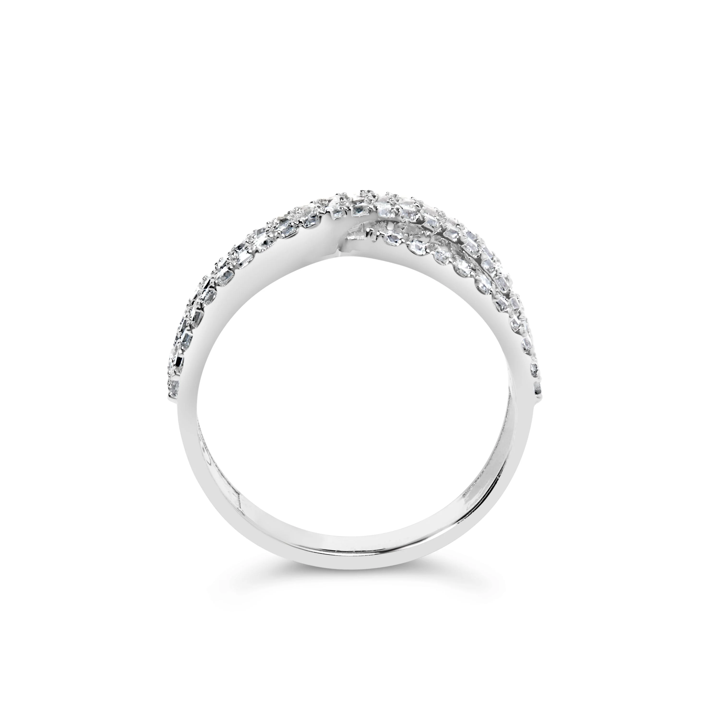 10K White Gold 3/4 Cttw Princess Natural Diamond Split Shank and Weave Band Ring (H-I Color, SI1-SI2 Clarity) - Ring Size 7 - Image 5