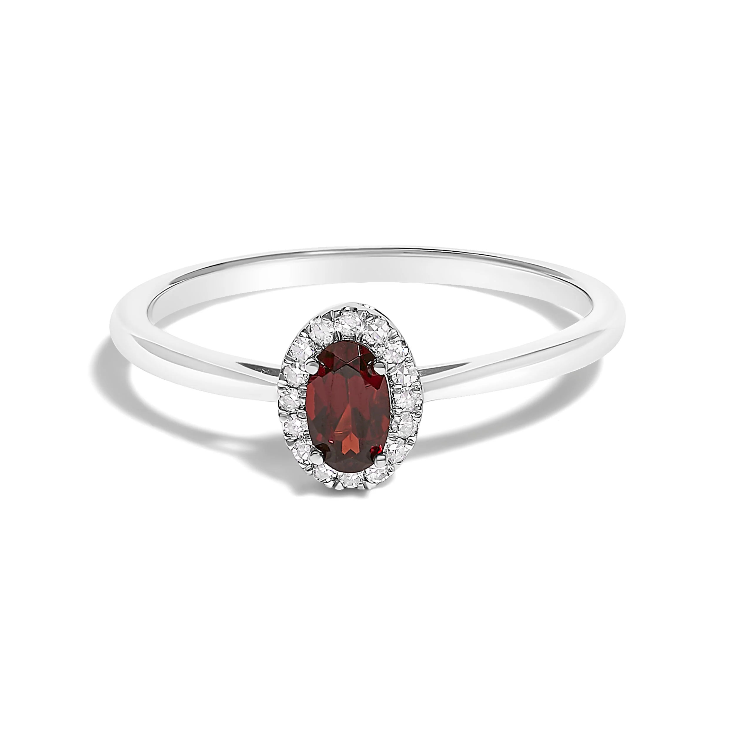 10K White Gold 5X3MM Oval Purple Amethyst and Diamond Accent Halo Ring (I-J Color, I1-I2 Clarity) - Ring Size 6.5 - Image 10