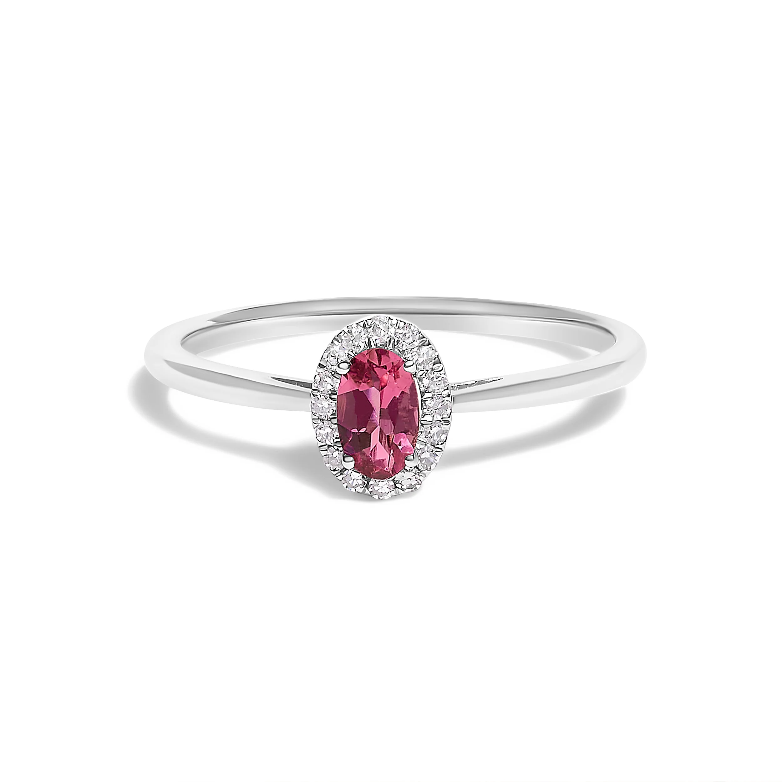 10K White Gold 5X3MM Oval Purple Amethyst and Diamond Accent Halo Ring (I-J Color, I1-I2 Clarity) - Ring Size 6.5 - Image 12