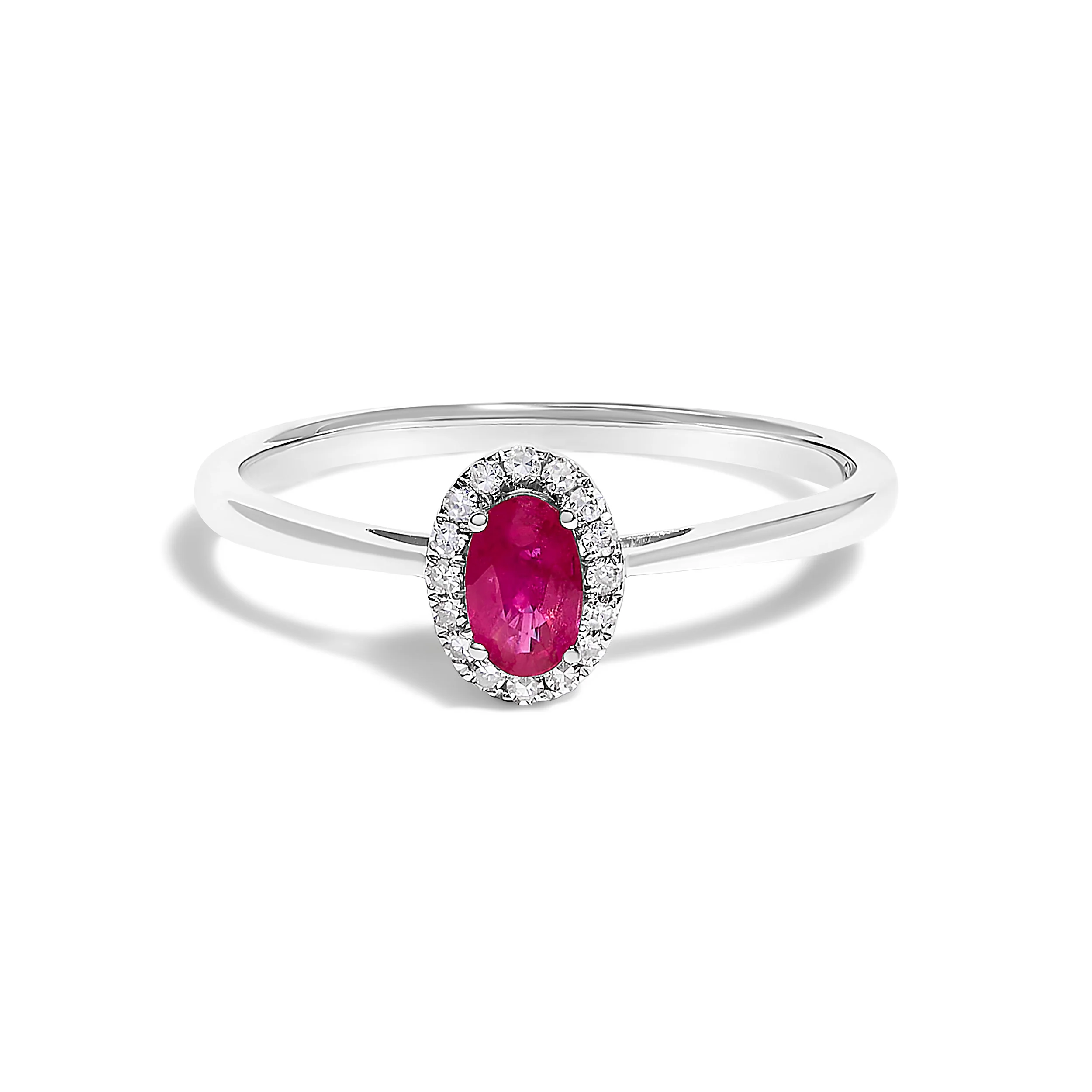 10K White Gold 5X3MM Oval Purple Amethyst and Diamond Accent Halo Ring (I-J Color, I1-I2 Clarity) - Ring Size 6.5 - Image 13