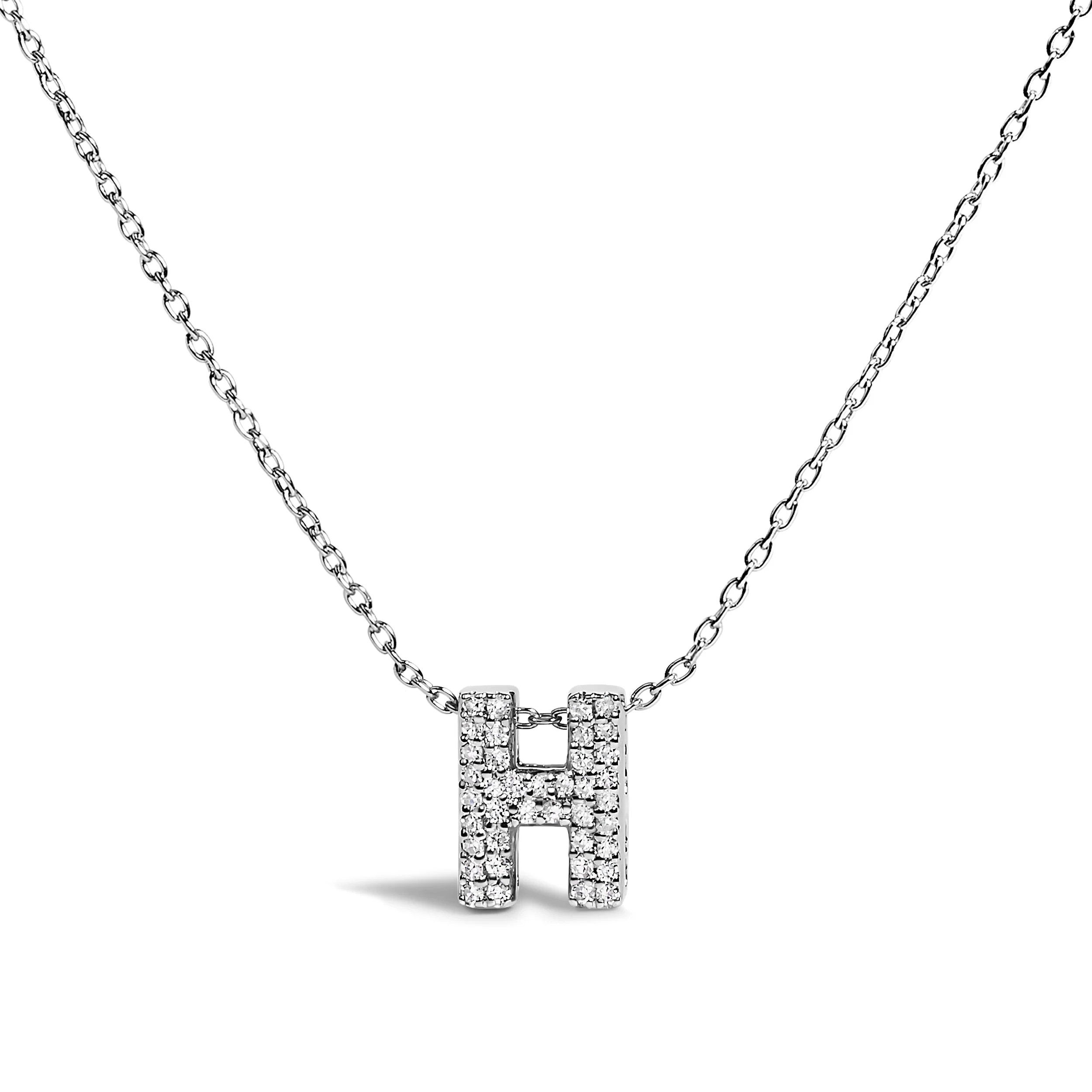 10K White Gold Diamond Accent "A" Initial Bubble Pendant Necklace - Image 10