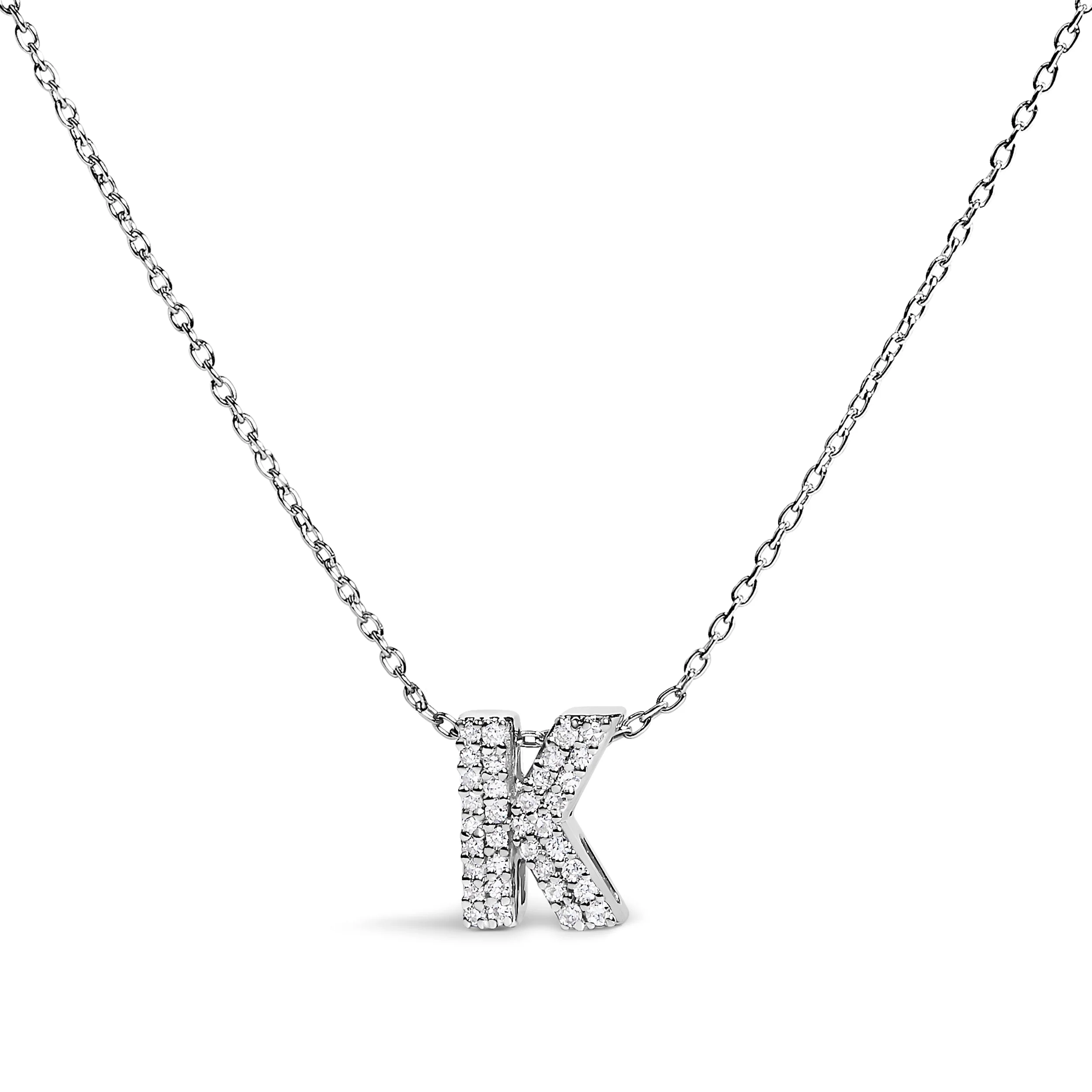 10K White Gold Diamond Accent "A" Initial Bubble Pendant Necklace - Image 12