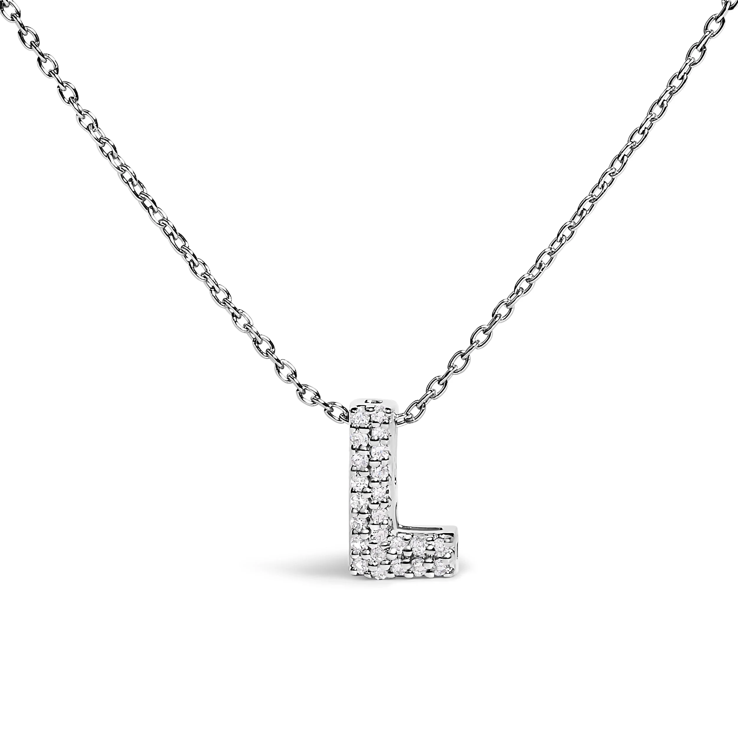 10K White Gold Diamond Accent "A" Initial Bubble Pendant Necklace - Image 13
