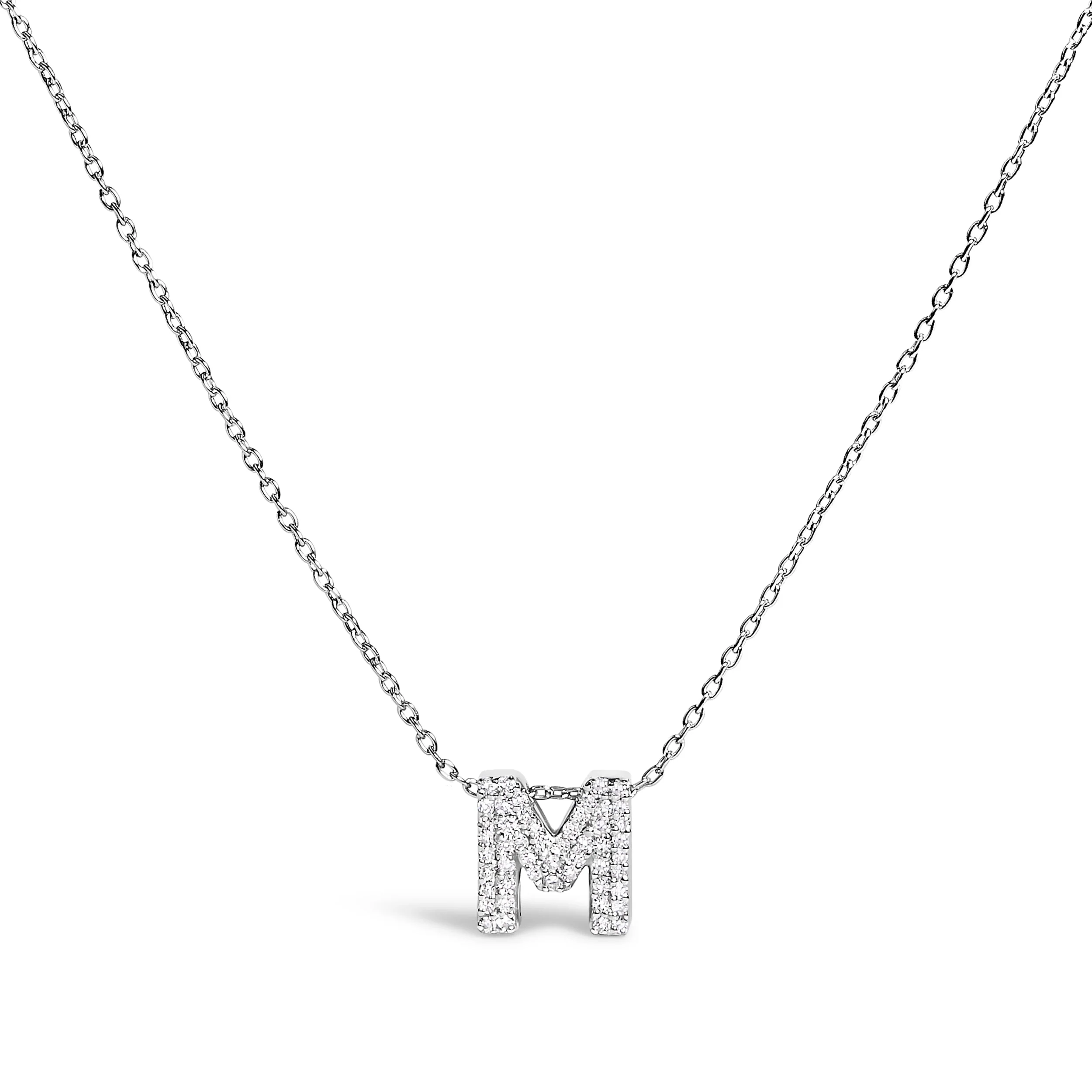 10K White Gold Diamond Accent "A" Initial Bubble Pendant Necklace - Image 14