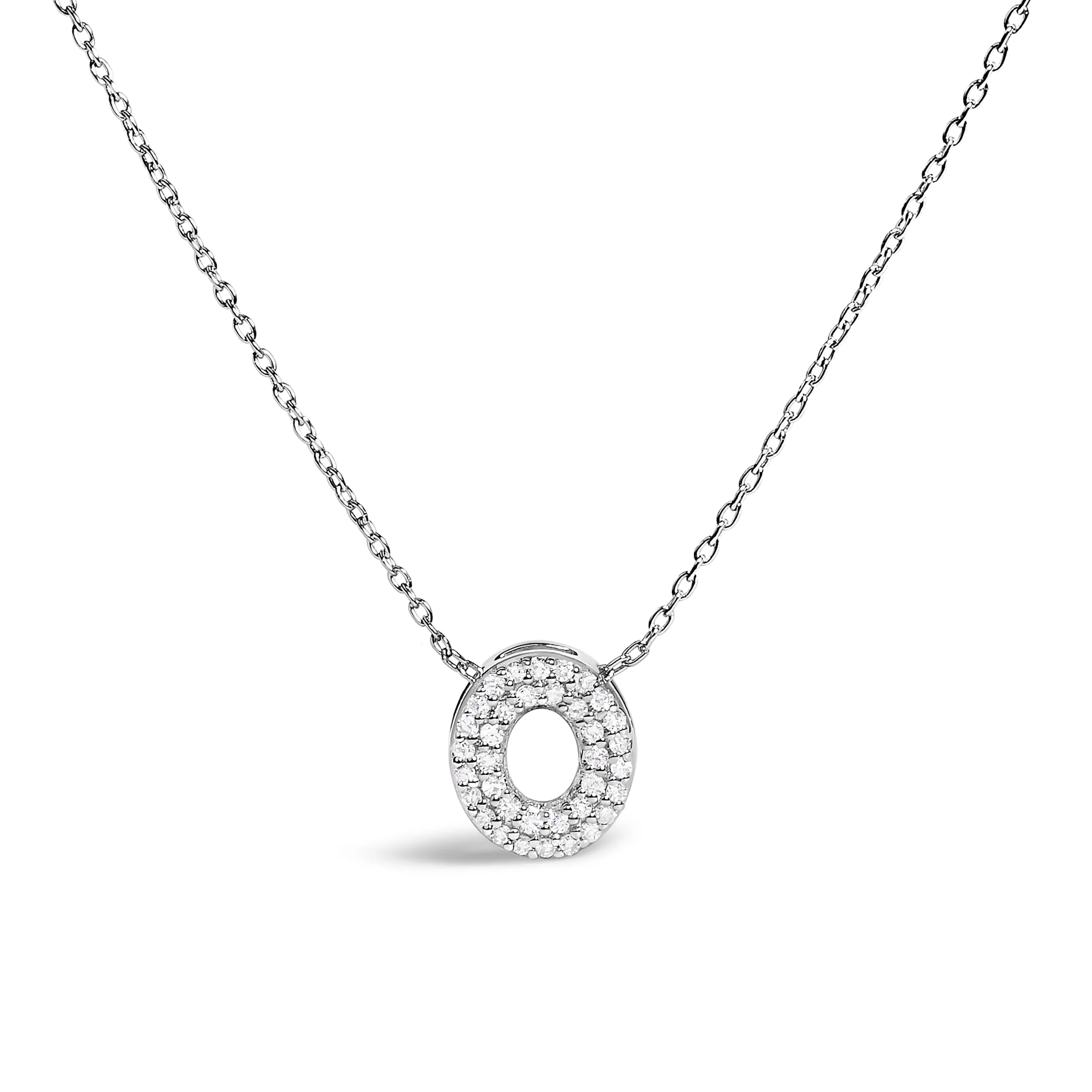 10K White Gold Diamond Accent "A" Initial Bubble Pendant Necklace - Image 16