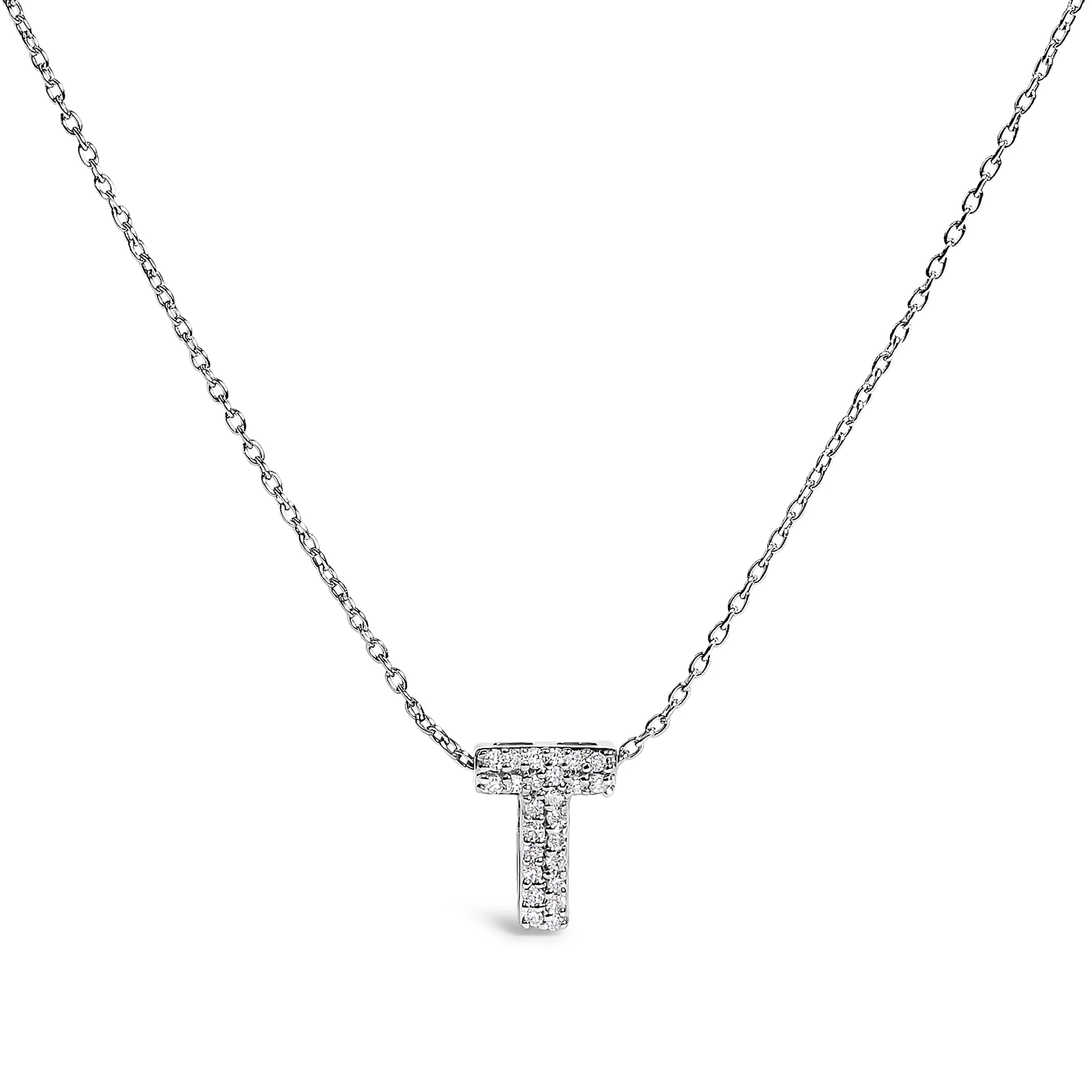 10K White Gold Diamond Accent "A" Initial Bubble Pendant Necklace - Image 21