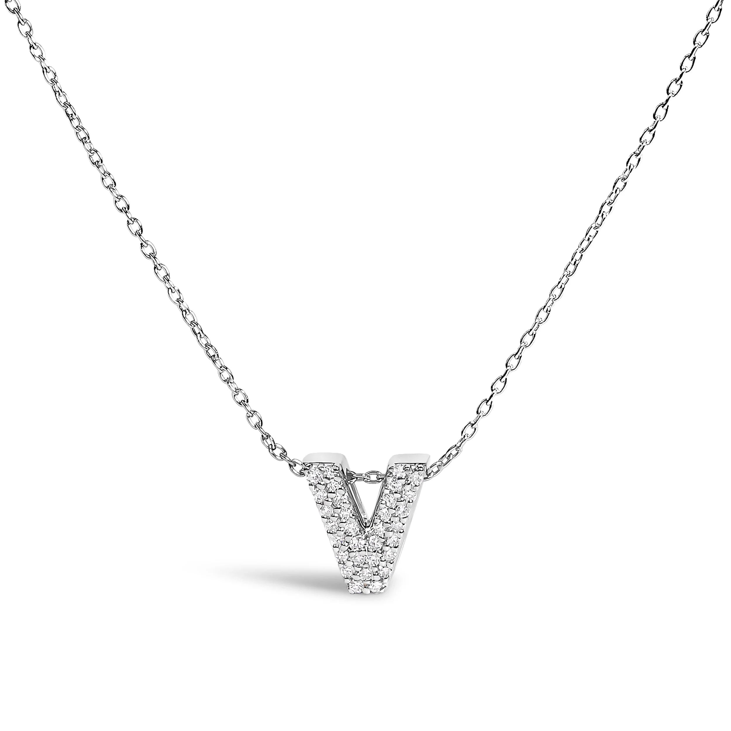 10K White Gold Diamond Accent "A" Initial Bubble Pendant Necklace - Image 23