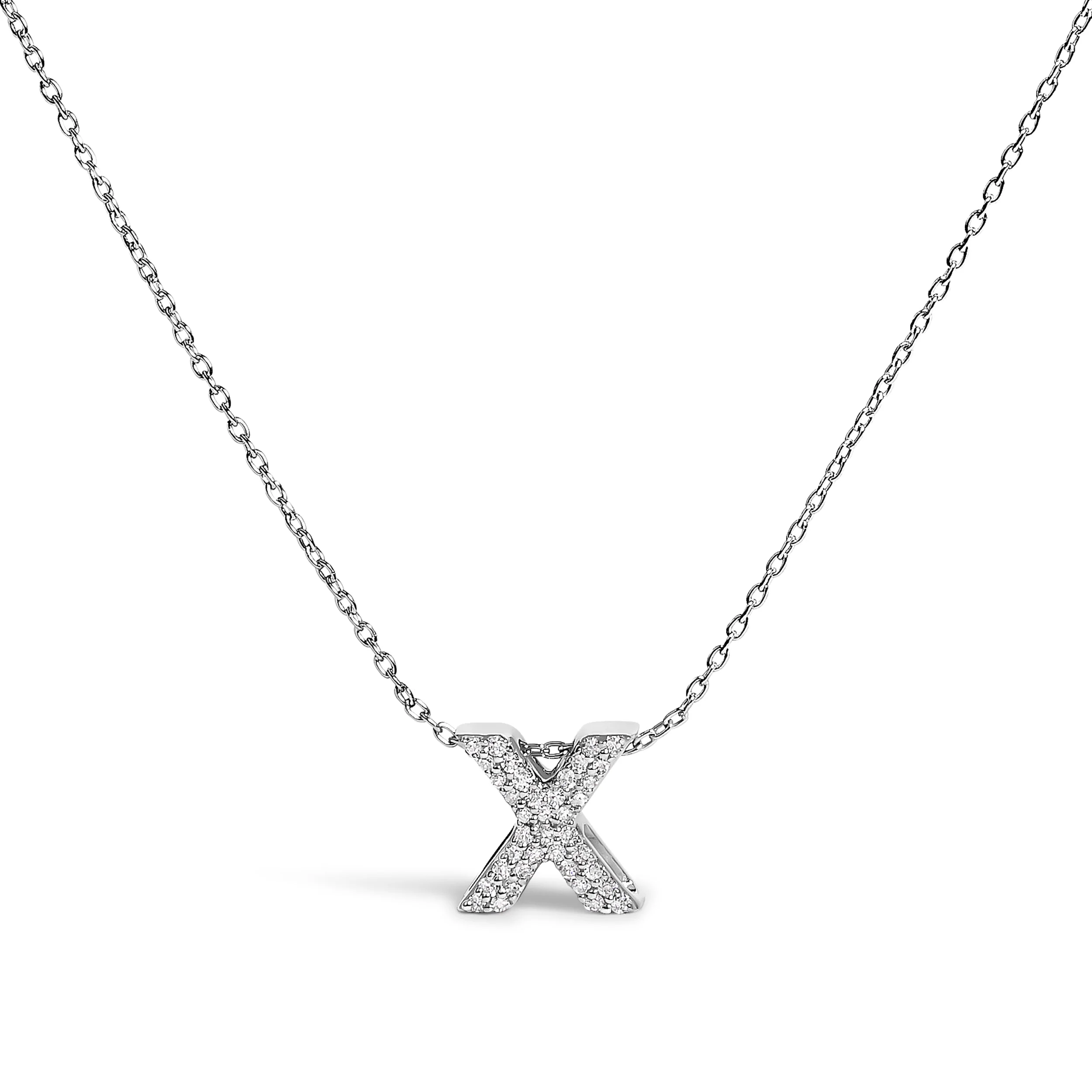 10K White Gold Diamond Accent "A" Initial Bubble Pendant Necklace - Image 25