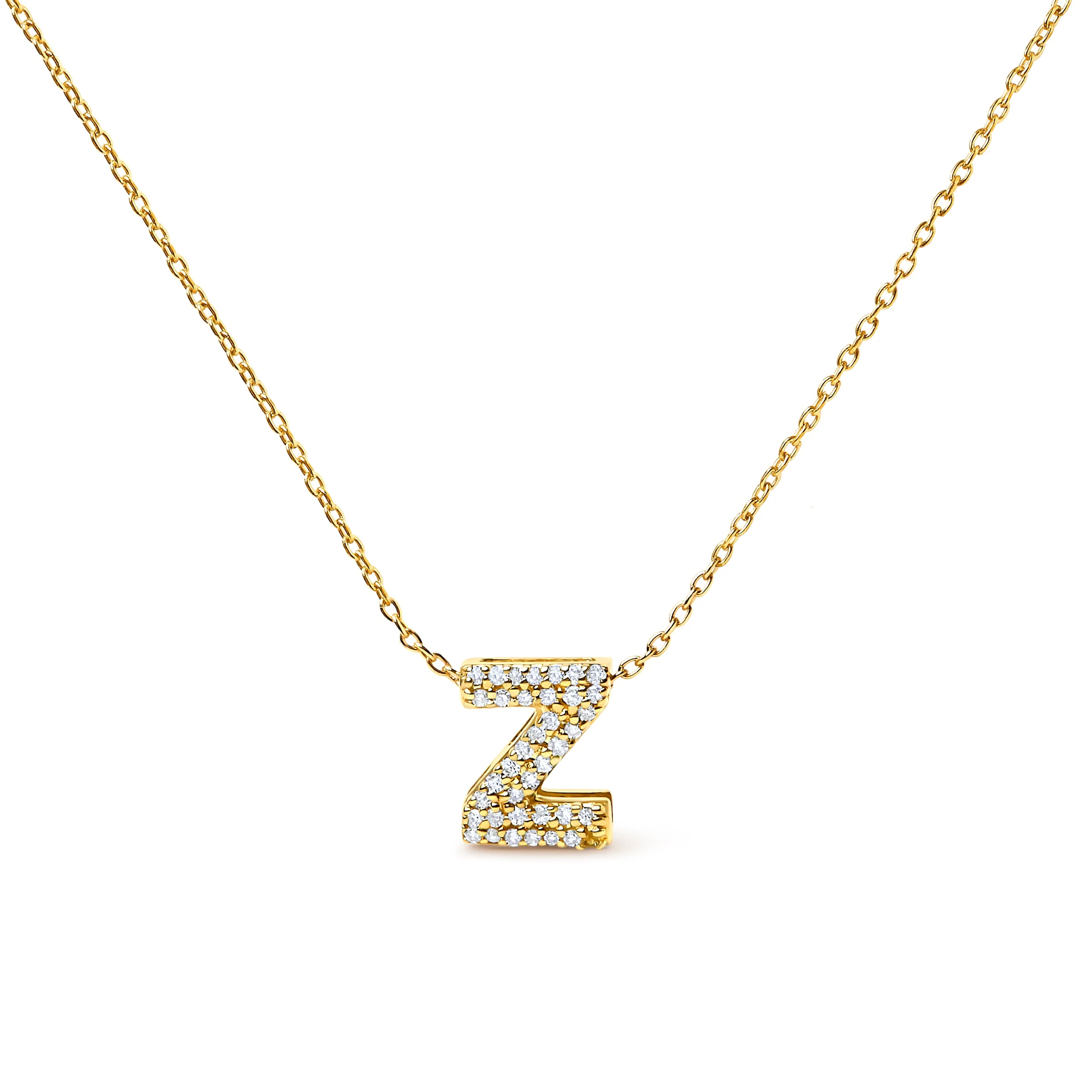 10K White Gold Diamond Accent "A" Initial Bubble Pendant Necklace - Image 52
