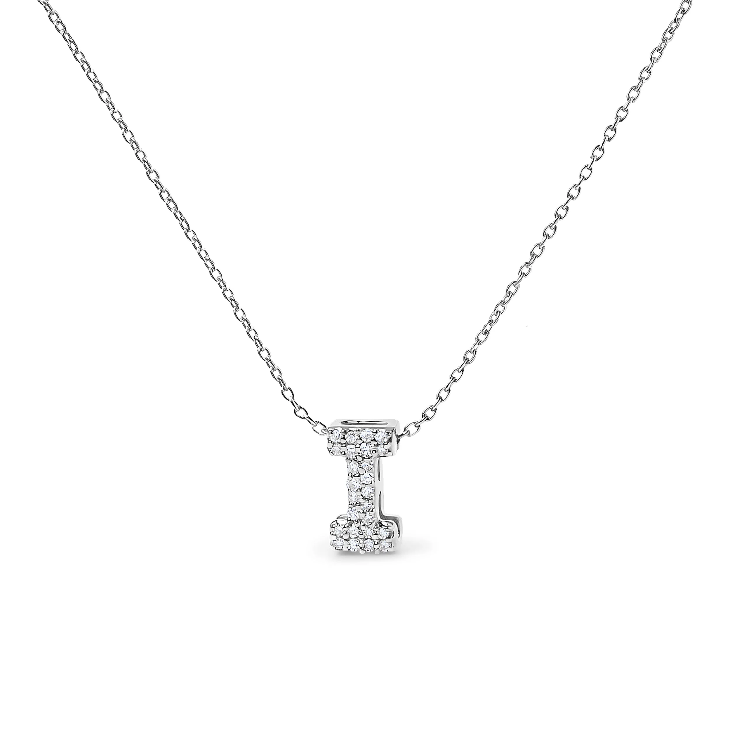 10K White Gold Diamond Accent "A" Initial Bubble Pendant Necklace - Image 54