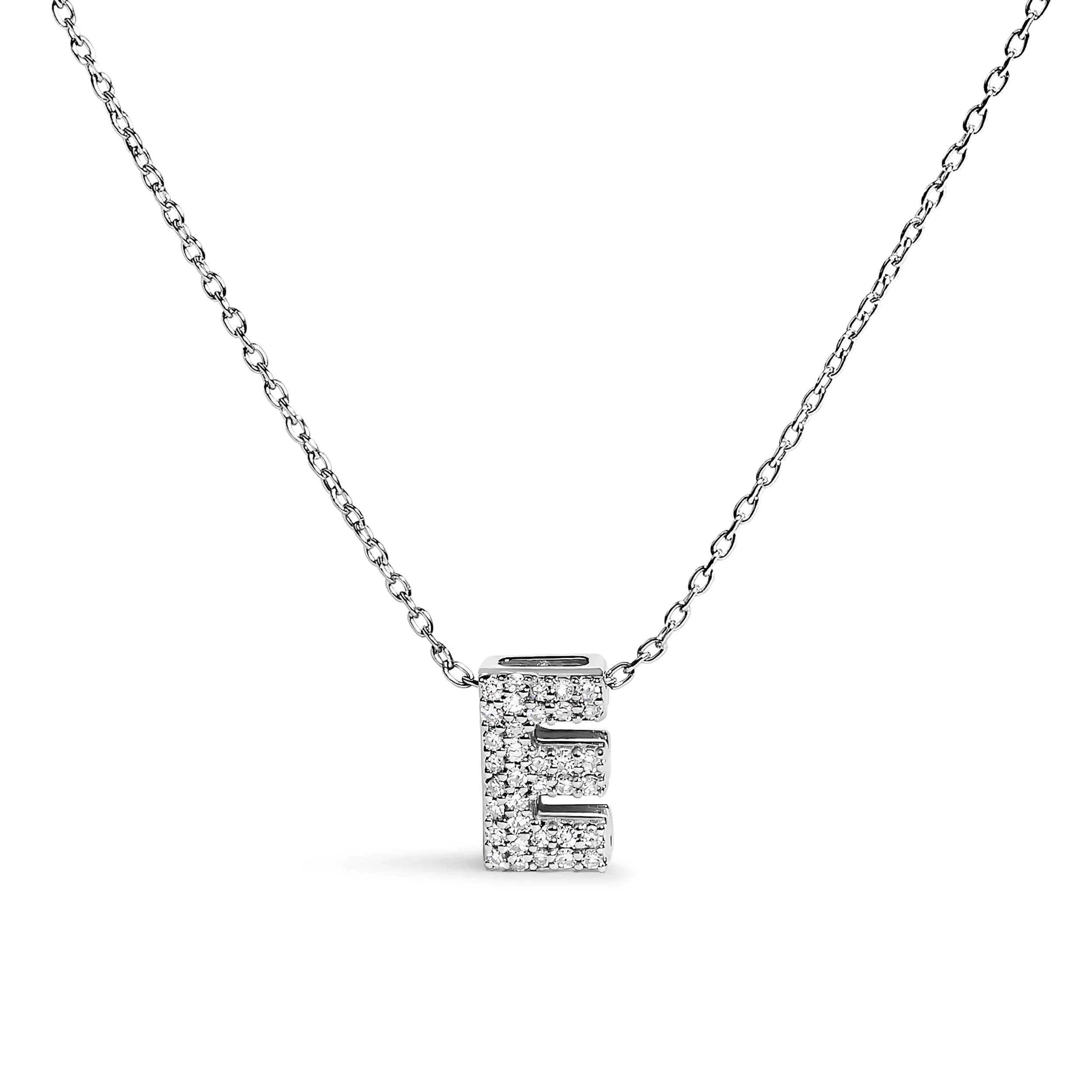 10K White Gold Diamond Accent "A" Initial Bubble Pendant Necklace - Image 7