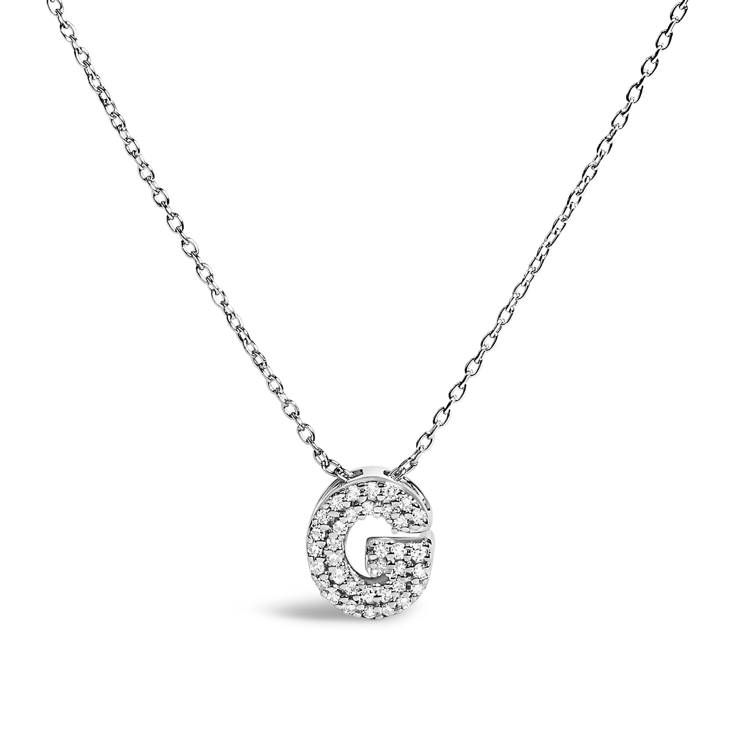 10K White Gold Diamond Accent "A" Initial Bubble Pendant Necklace - Image 9