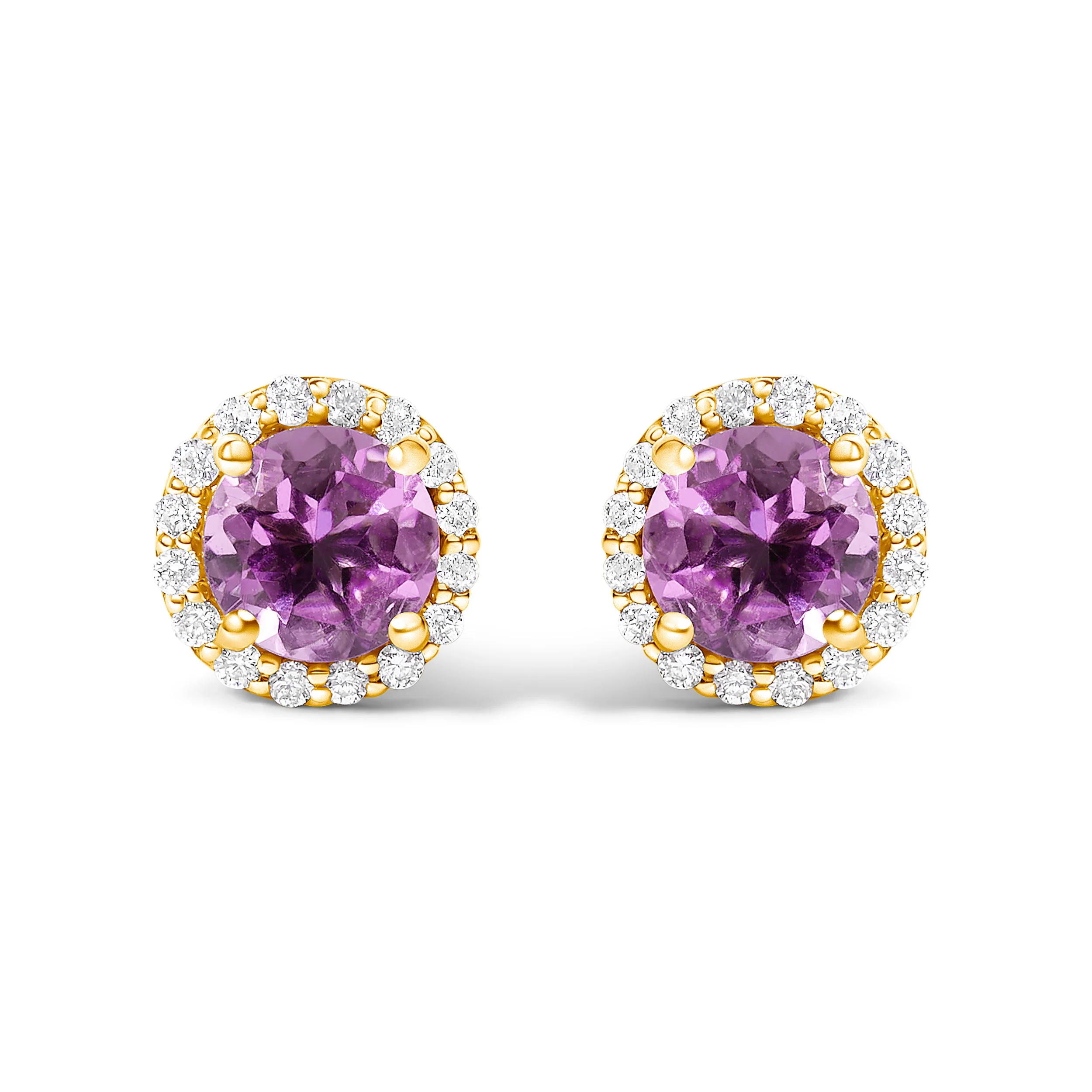 10K White Gold Purple Amethyst and 1/6 Cttw Diamond Halo Stud Earring - Image 26