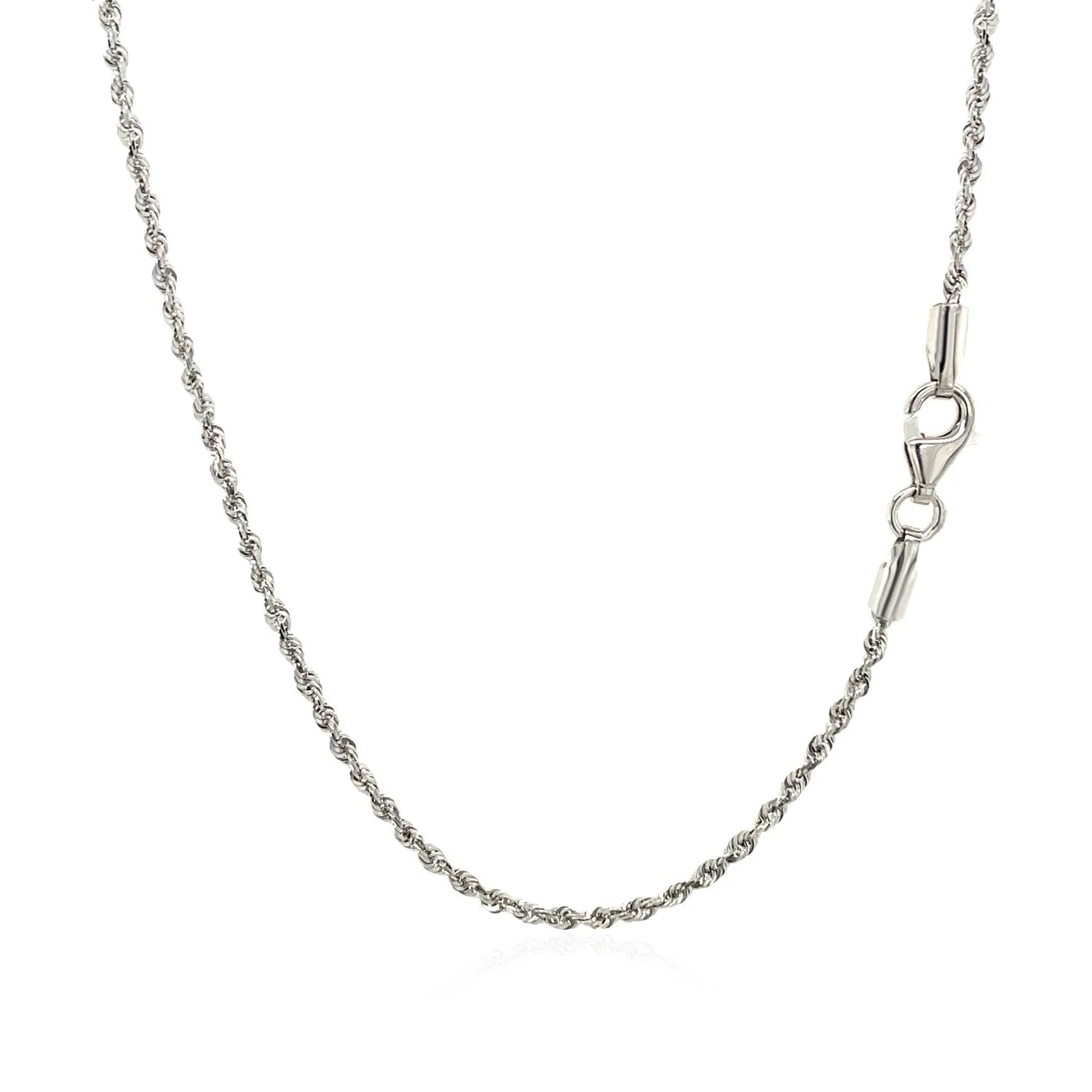 10k White Gold Solid Diamond Cut Rope Chain 1.5mm - Image 9