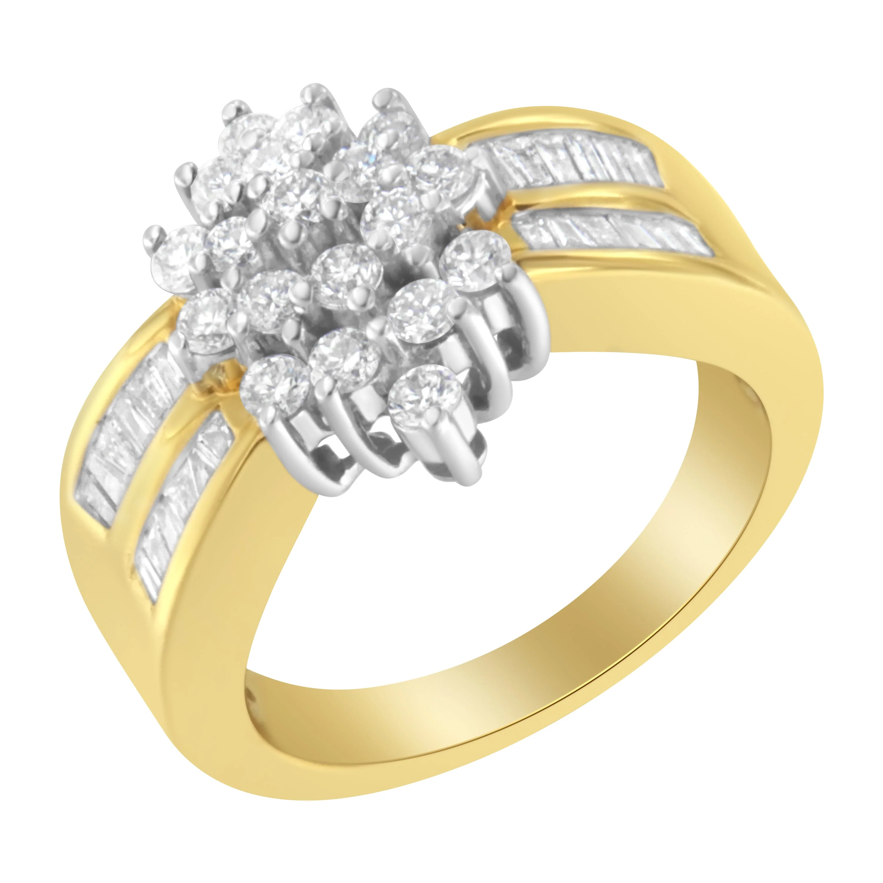 10K Yellow Gold 1.0 Cttw Marquise Composite Diamond Cluster Cocktail Ring (H-I Color, SI2-I1 Clarity) - Size 7 - Image 3