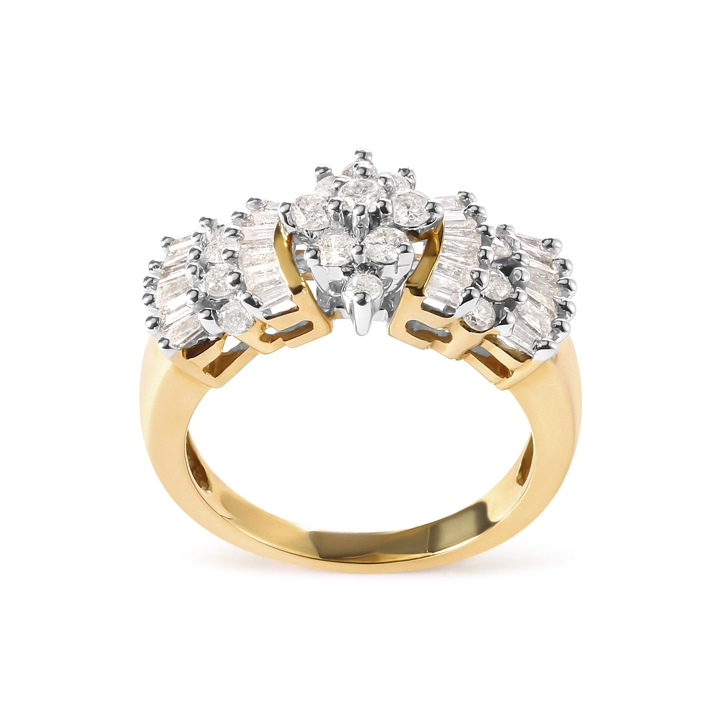 10K Yellow Gold 1.00 Cttw Diamond Starburst Ring Band (H-I Color, I1-I2 Clarity) - Ring Size 7 - Image 2