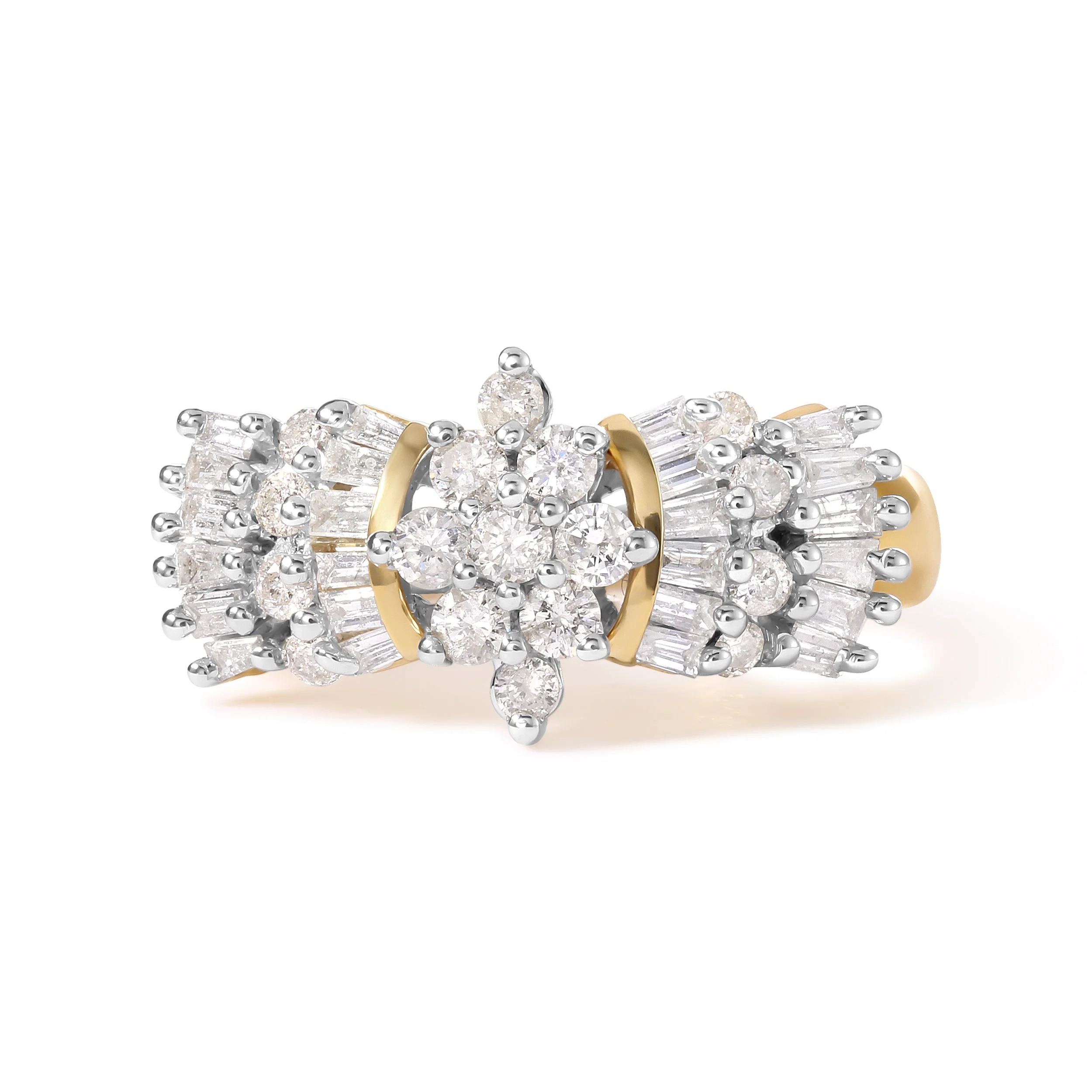 10K Yellow Gold 1.00 Cttw Diamond Starburst Ring Band (H-I Color, I1-I2 Clarity) - Ring Size 7 - Image 6