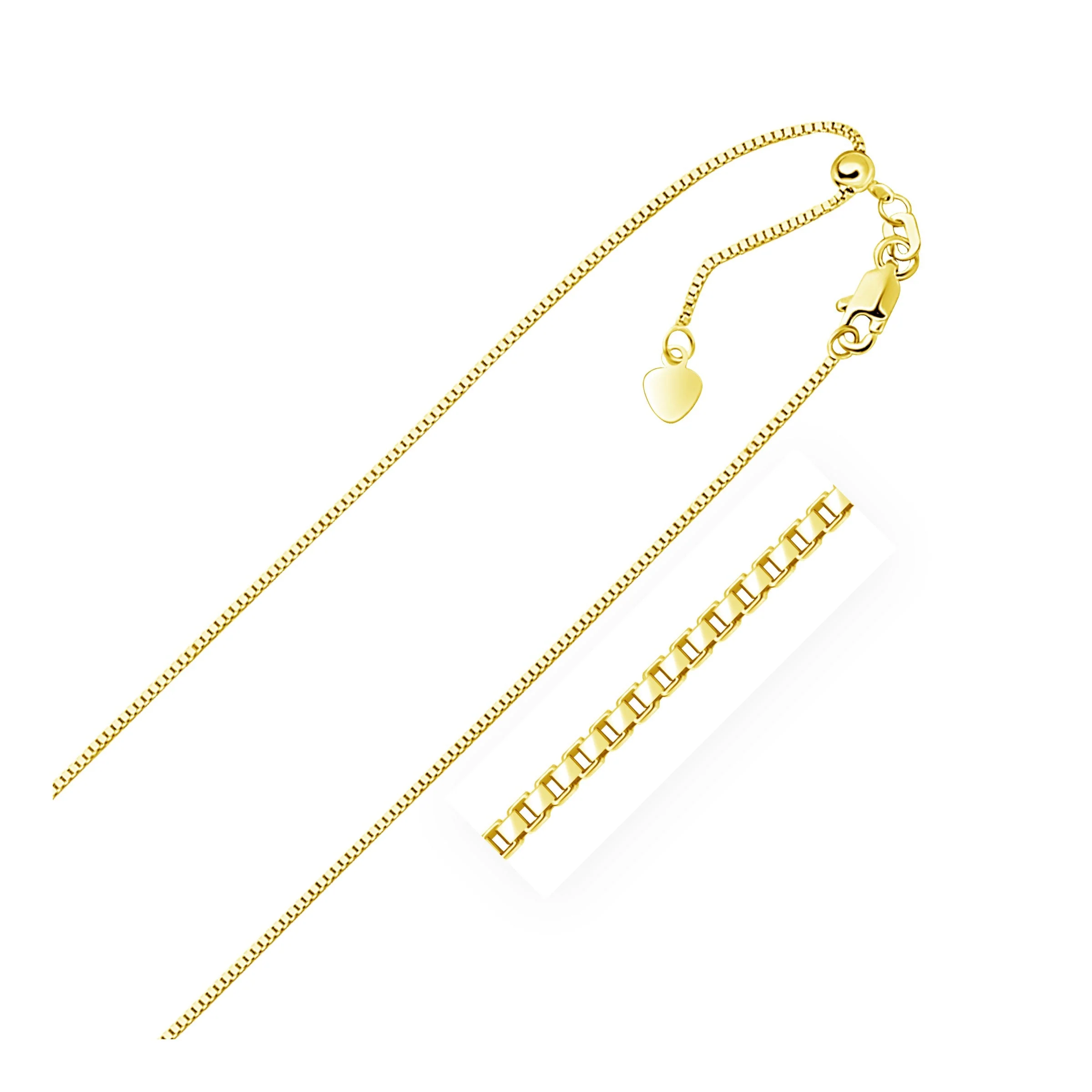 10k Yellow Gold Adjustable Box Chain 0.85mm - Image 4