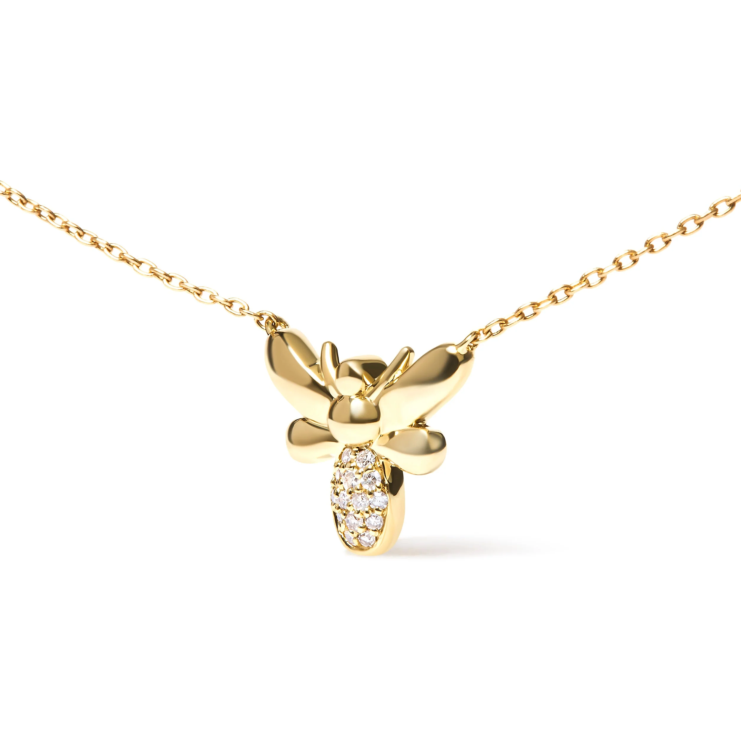 10K Yellow Gold Diamond Accented Bumble Bee Pendant 18" Inch Necklace (H-I Color, I1-I2 Clarity) - Image 3