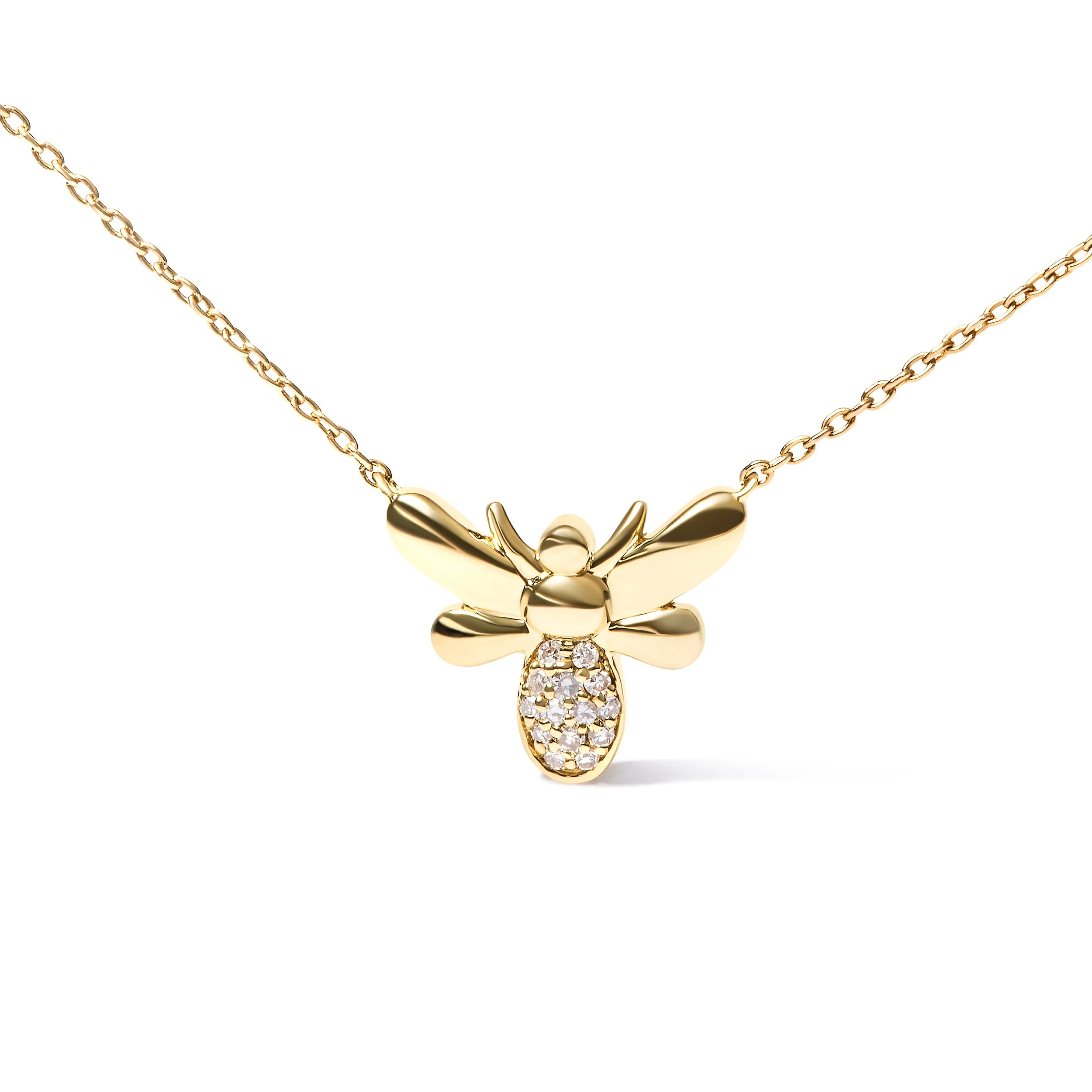 10K Yellow Gold Diamond Accented Bumble Bee Pendant 18" Inch Necklace (H-I Color, I1-I2 Clarity) - Image 5