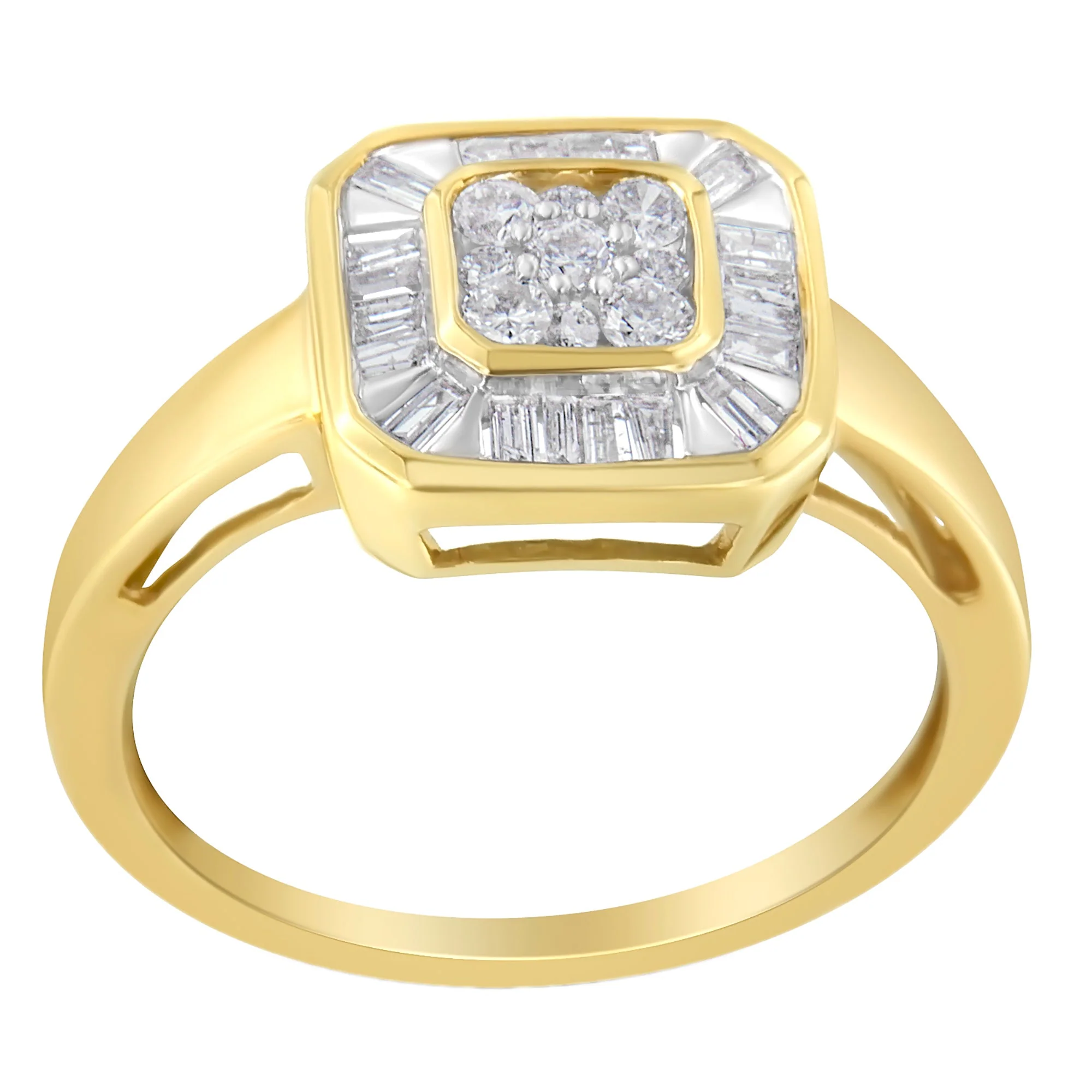 10K Yellow Gold Diamond Cocktail Ring (1/2 Cttw, I-J Color, SI2-I1 Clarity) - Size 6 - Image 3