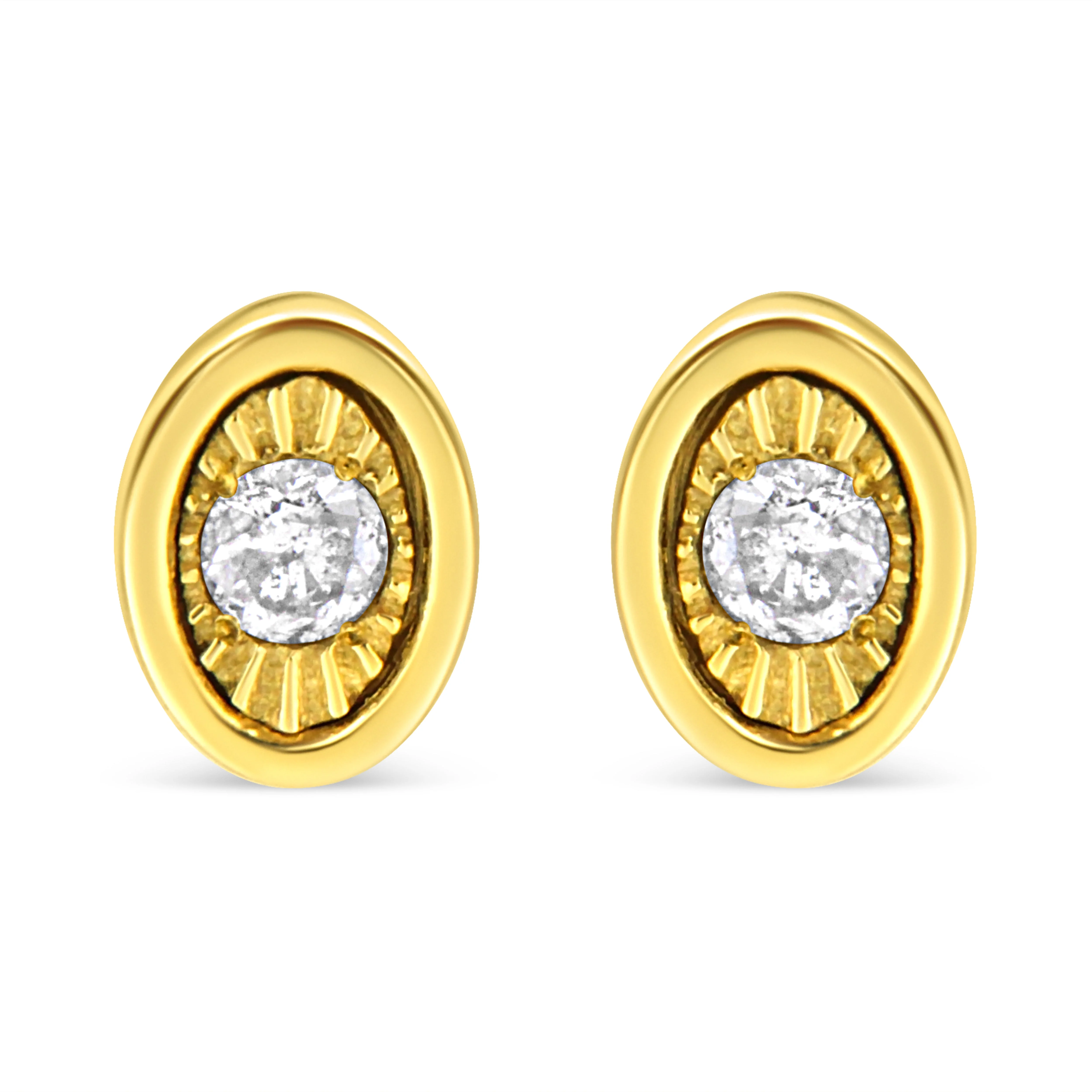 10K Yellow Gold Plated .925 Sterling Silver 1/10 Cttw Miracle-Set Diamond Circle Shape Stud Earrings (K-L Color, I2-I3 Clarity) - Image 8