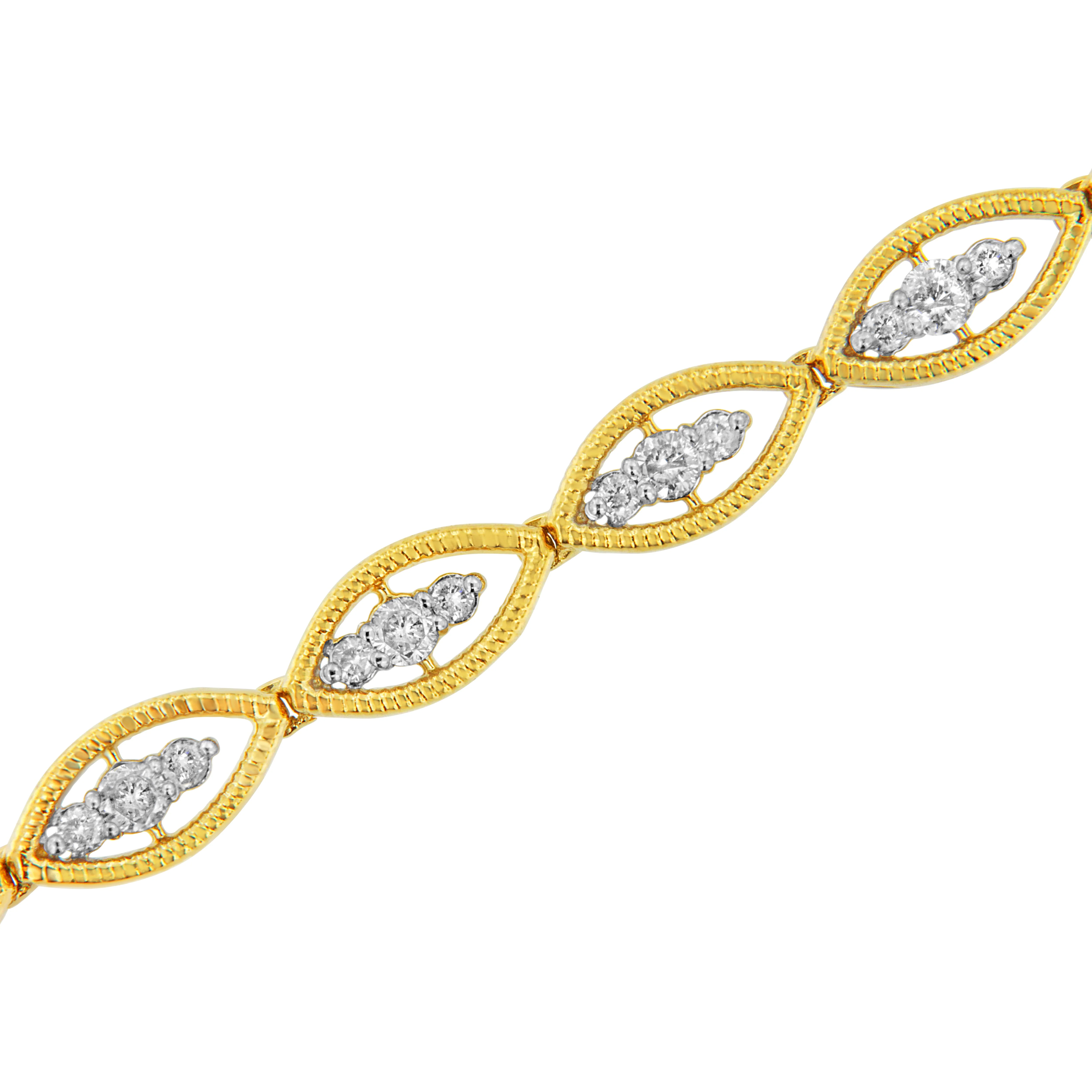 10K Yellow Gold Plated .925 Sterling Silver 1 cttw Prong Set Round-Cut Diamond Link Bracelet (J-K Color, I1-I2 Clarity) - 7.25" - Image 10
