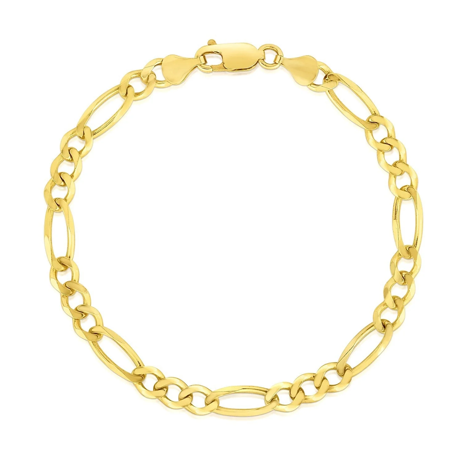 10k Yellow Gold Solid Figaro Bracelet (4.50 mm) - Image 2