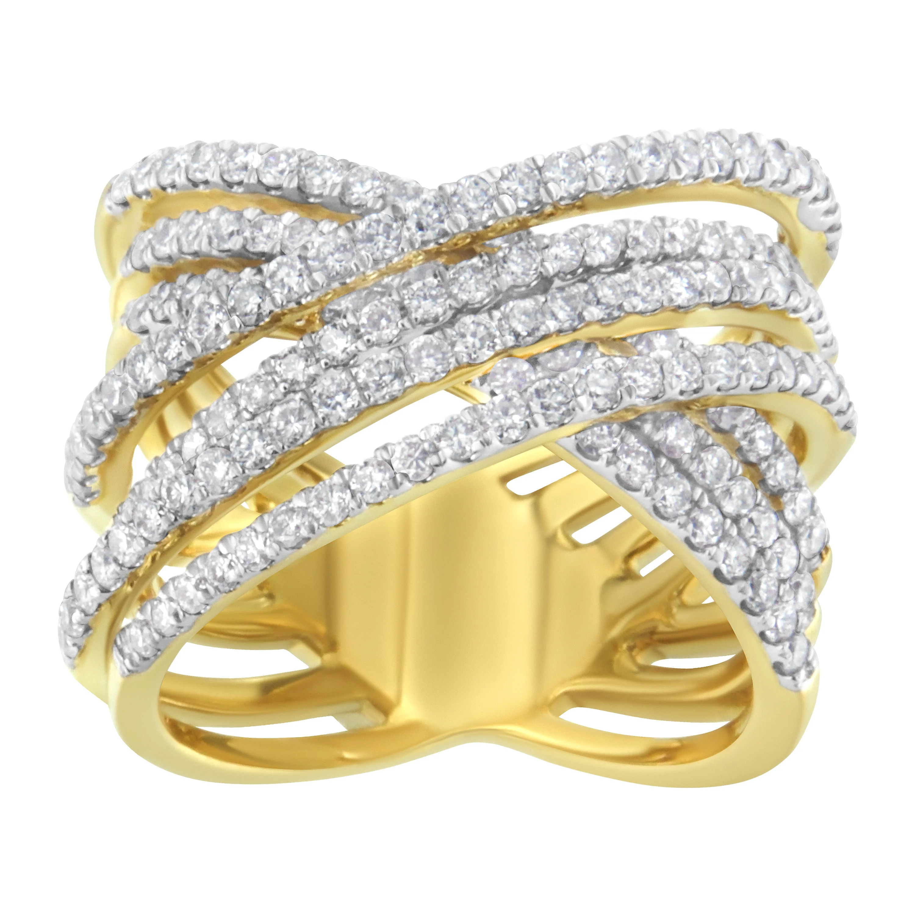 10KT Yellow Gold Diamond Bypass Ring (1 5/8 cttw, H-I Color, SI2-I1 Clarity) - Image 2