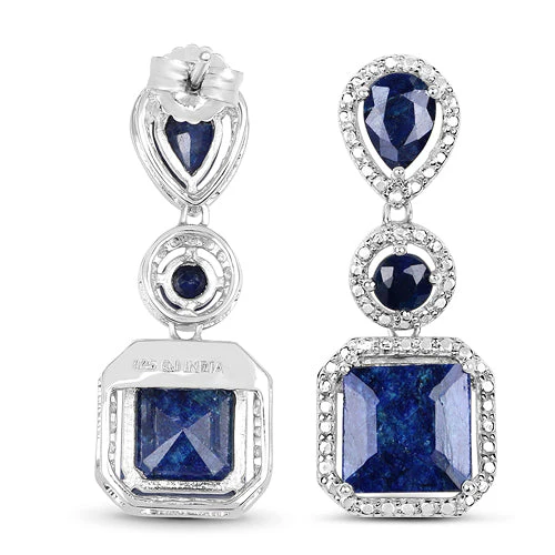 11.62 Carat Dyed Sapphire .925 Sterling Silver Earrings - Image 7