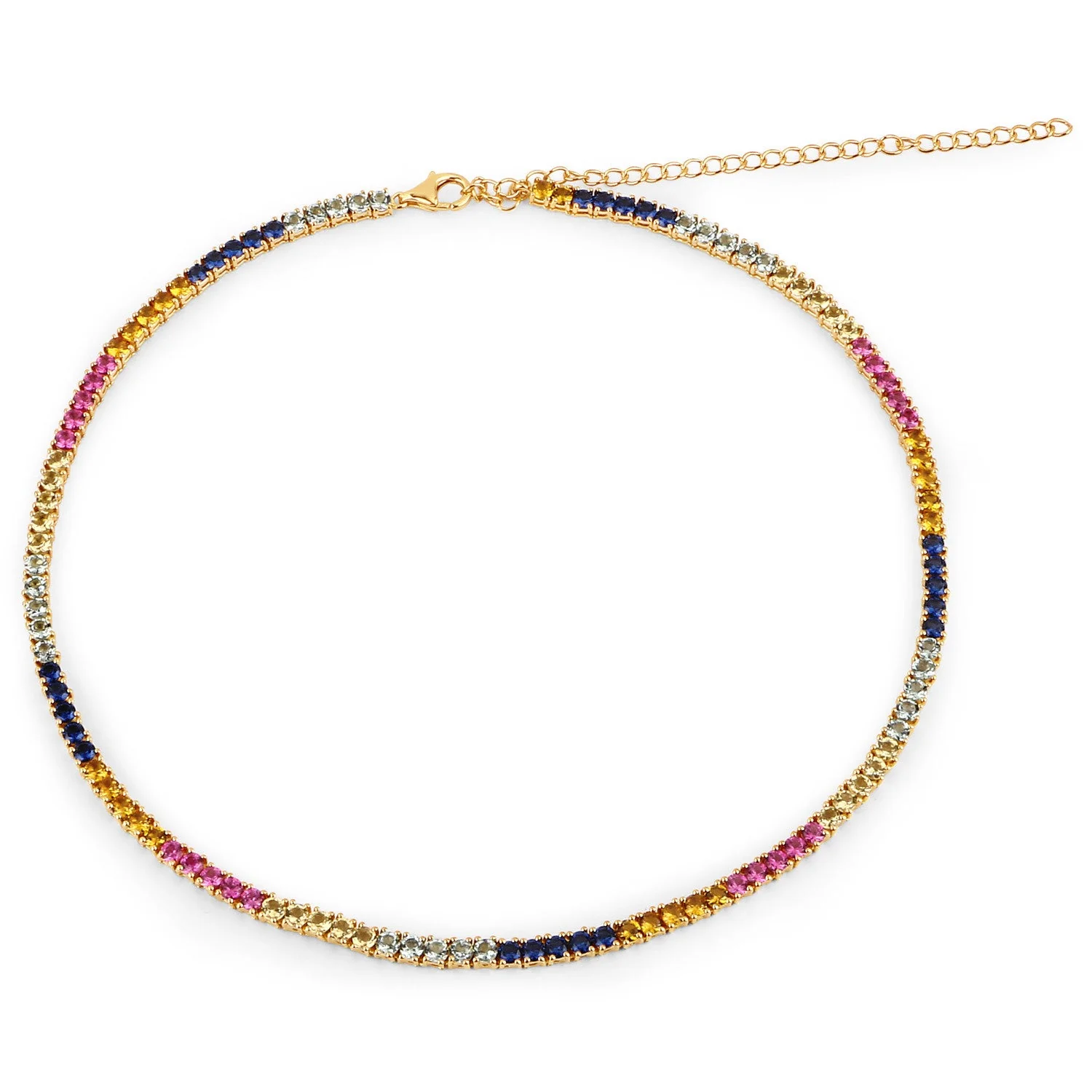 11.65 Carat Created Multi Sapphire .925 Sterling Silver Necklace - Image 2