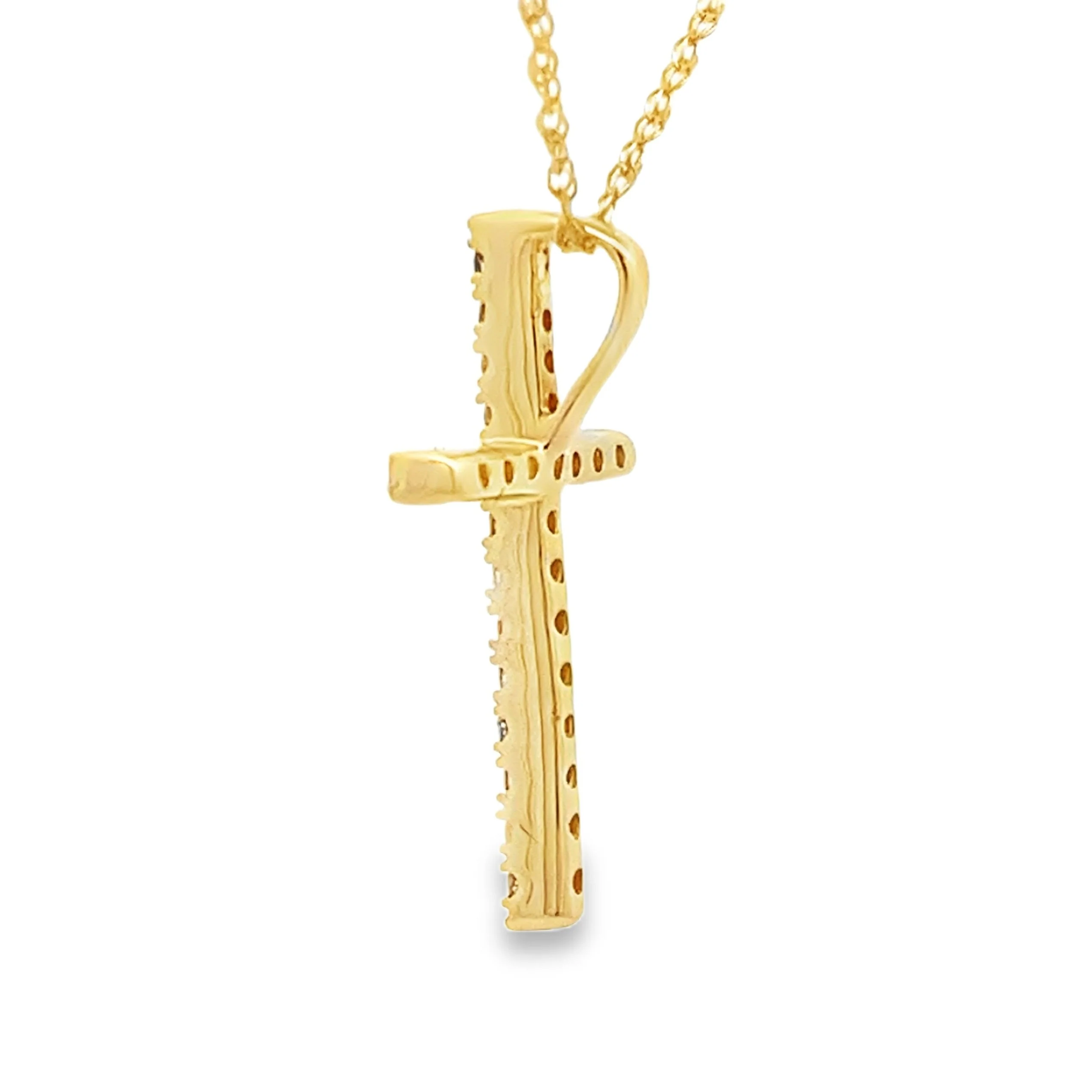 .11ct Diamond Cross Religious Pendant 14KT Yellow Gold - Image 2