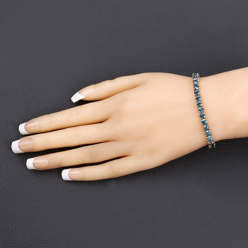 12.95 Carat Genuine Blue Diamond 14K Yellow Gold Bracelet - Image 5