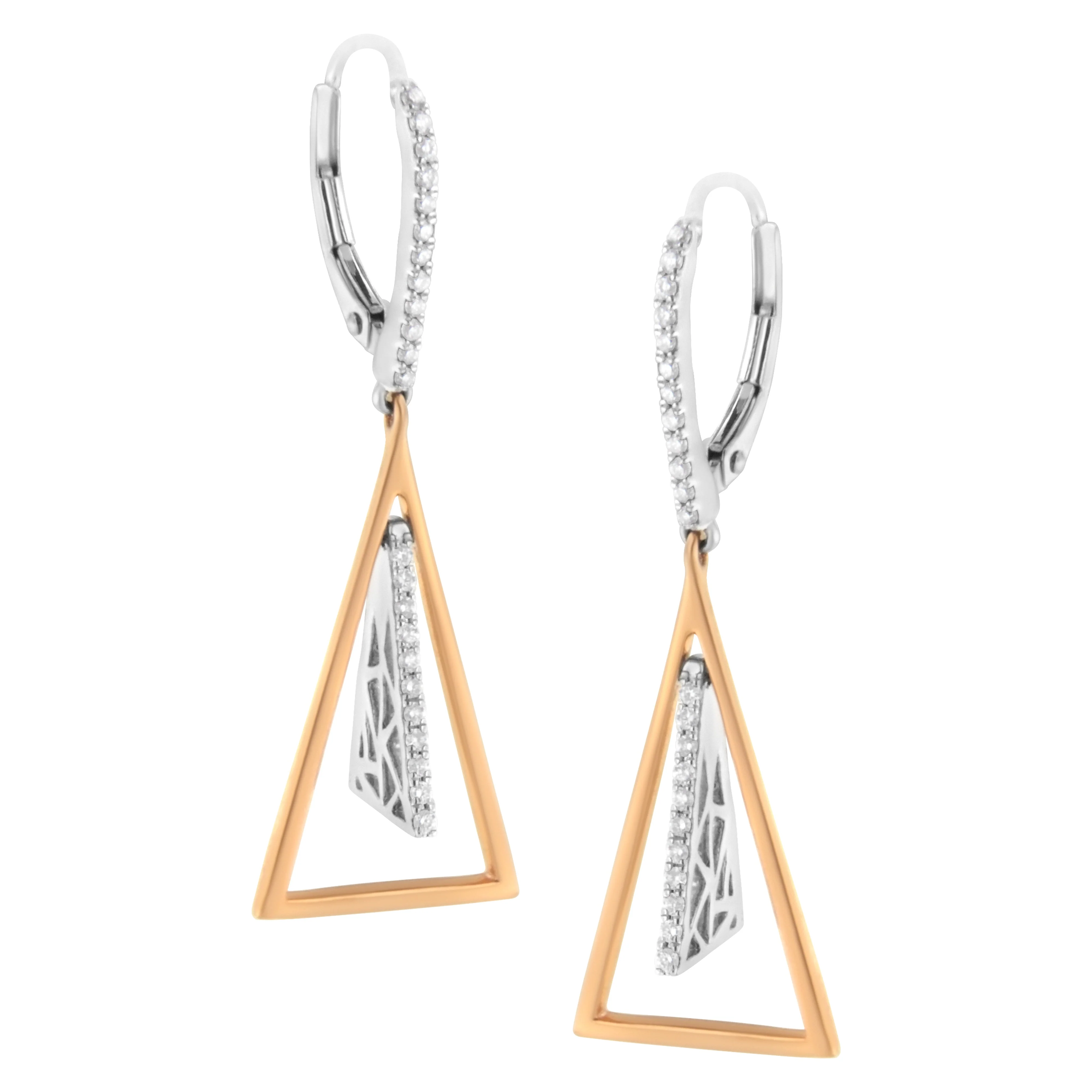 14K Rose and White Gold 3/8 Cttw Diamond Windchime Drop and Dangle Earring (G-H Color, SI1-SI2 Clarity) - Image 2