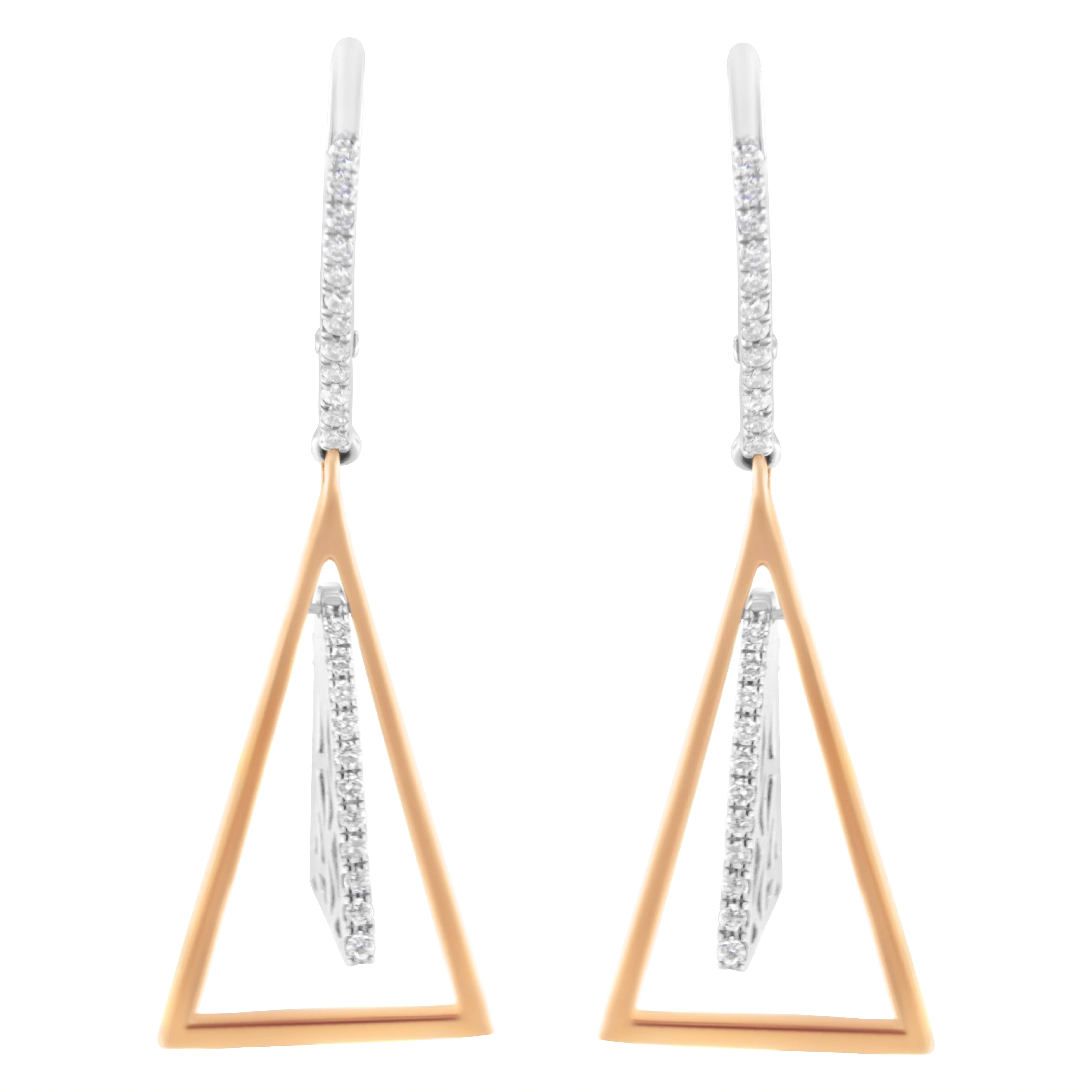 14K Rose and White Gold 3/8 Cttw Diamond Windchime Drop and Dangle Earring (G-H Color, SI1-SI2 Clarity) - Image 4