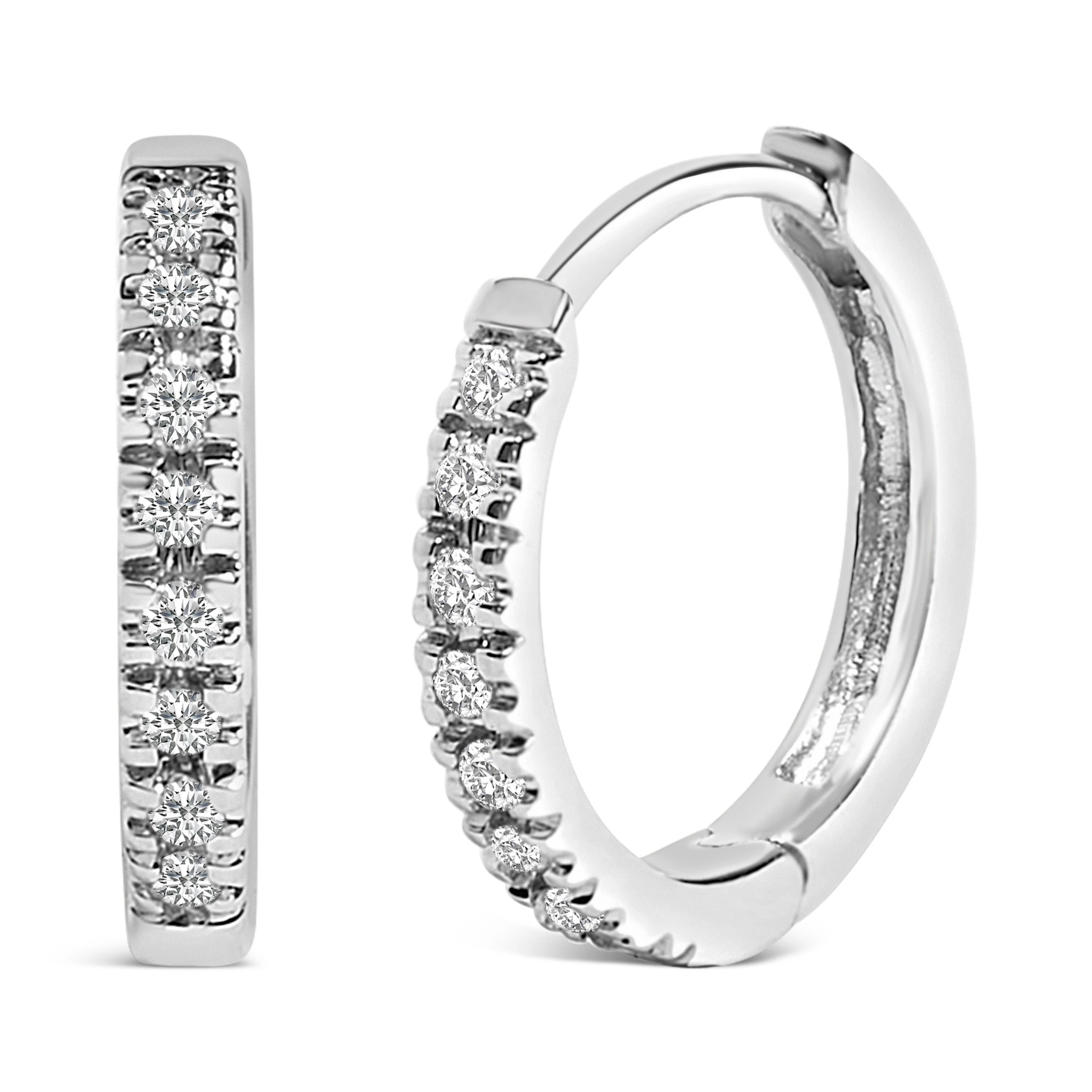 14K Rose Gold 1/5 CTW Diamond Huggie Hoop Earrings - Image 4
