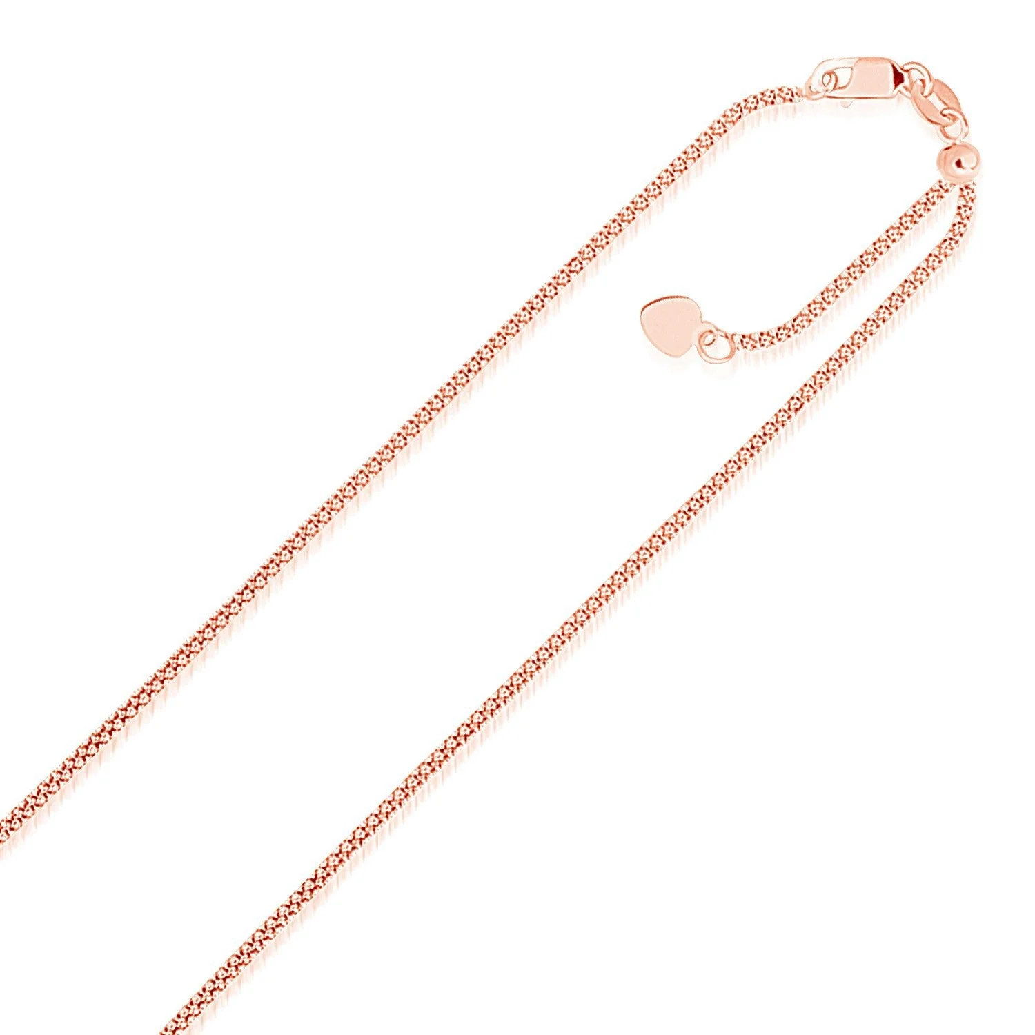 14k Rose Gold Adjustable Popcorn Chain 1.3mm - Image 5