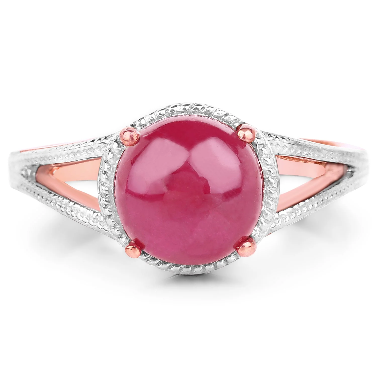 14K Rose Gold Plated 5.05 Carat Glass Filled Ruby .925 Sterling Silver Ring - Image 3