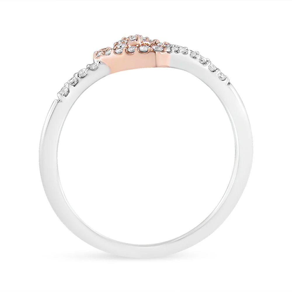 14K Rose Gold Plated and White .925 Sterling Silver 1/5 Cttw Round-Cut Diamond Open Heart Promise Ring (I-J Color, I2-I3 Clarity) - Ring Size 7 - Image 3