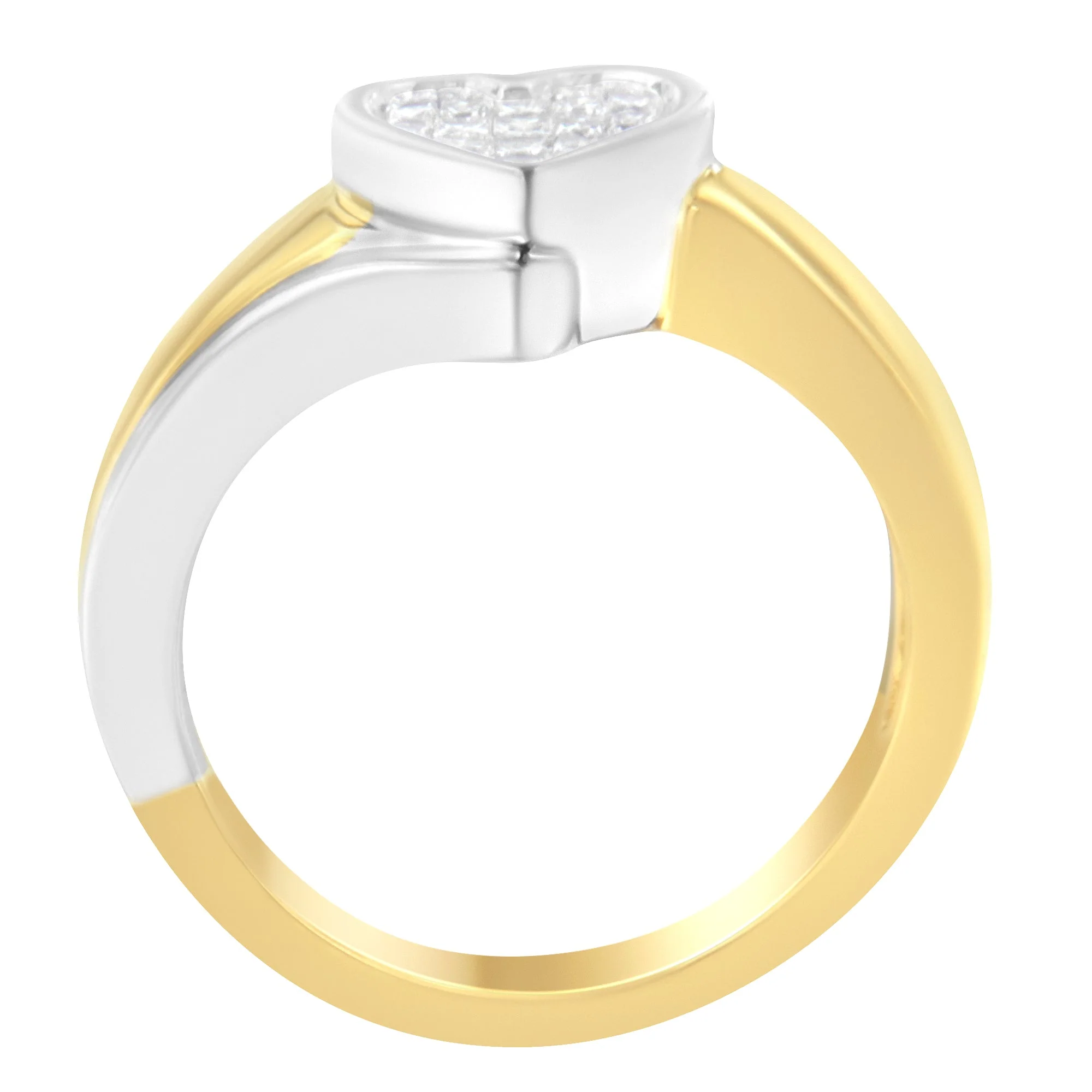 14K Two-Toned Gold Princess-Cut Diamond Heart Promise Ring (1/4 Cttw, H-I Color, I1-I2 Clarity) - Size 6 - Image 7