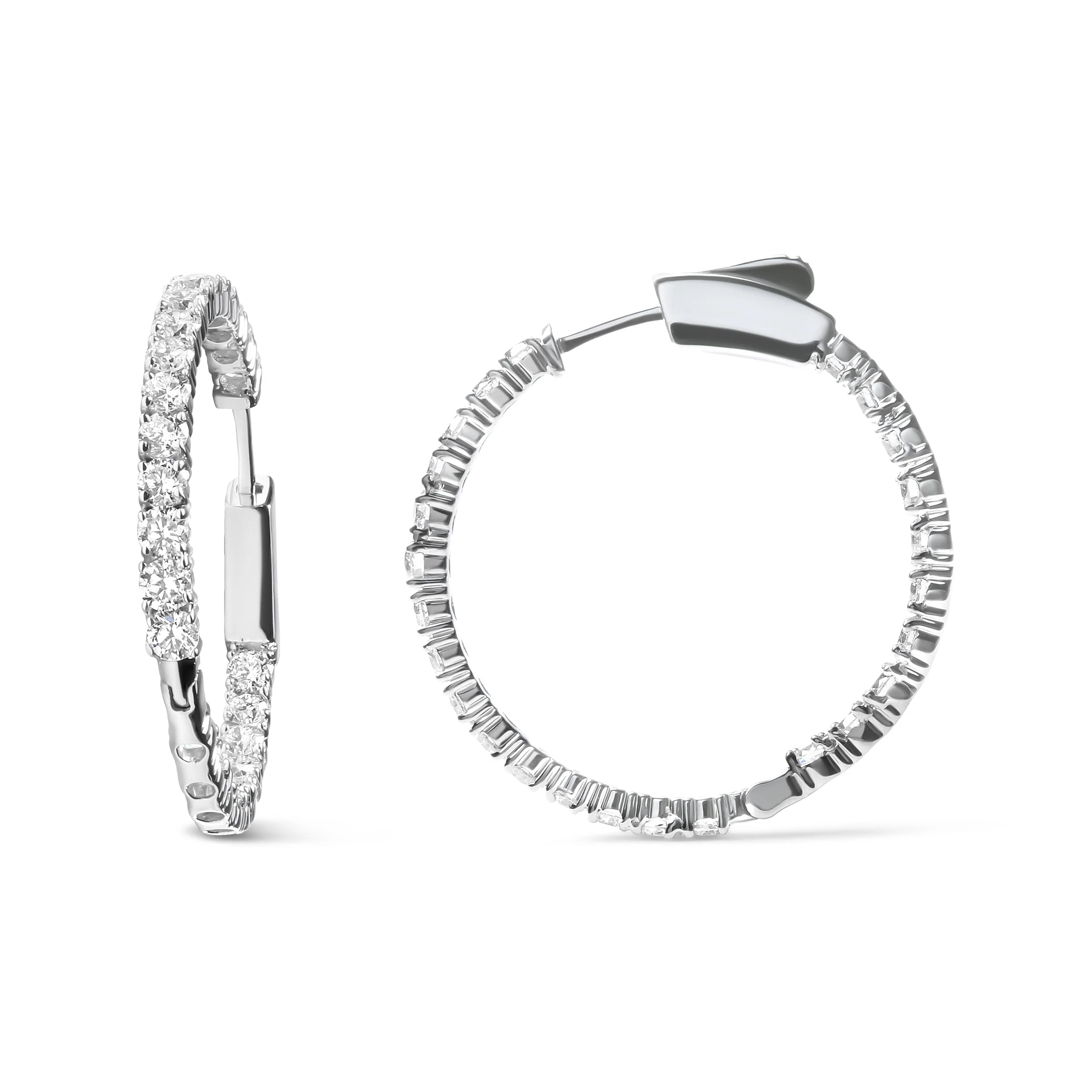 14K White Gold 1.0 Carat Inside Out Lab-grown diamond Fashion Hoop Earrings (F-G Color, VS1-VS2 Clarity) - Image 4