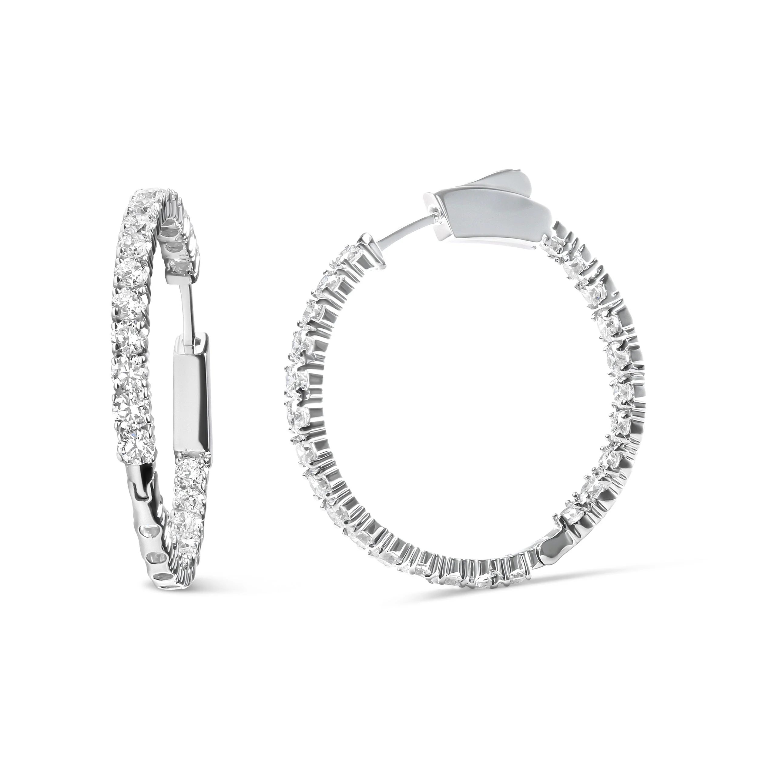 14K White Gold 1.0 Carat Inside Out Lab-grown diamond Fashion Hoop Earrings (F-G Color, VS1-VS2 Clarity) - Image 6
