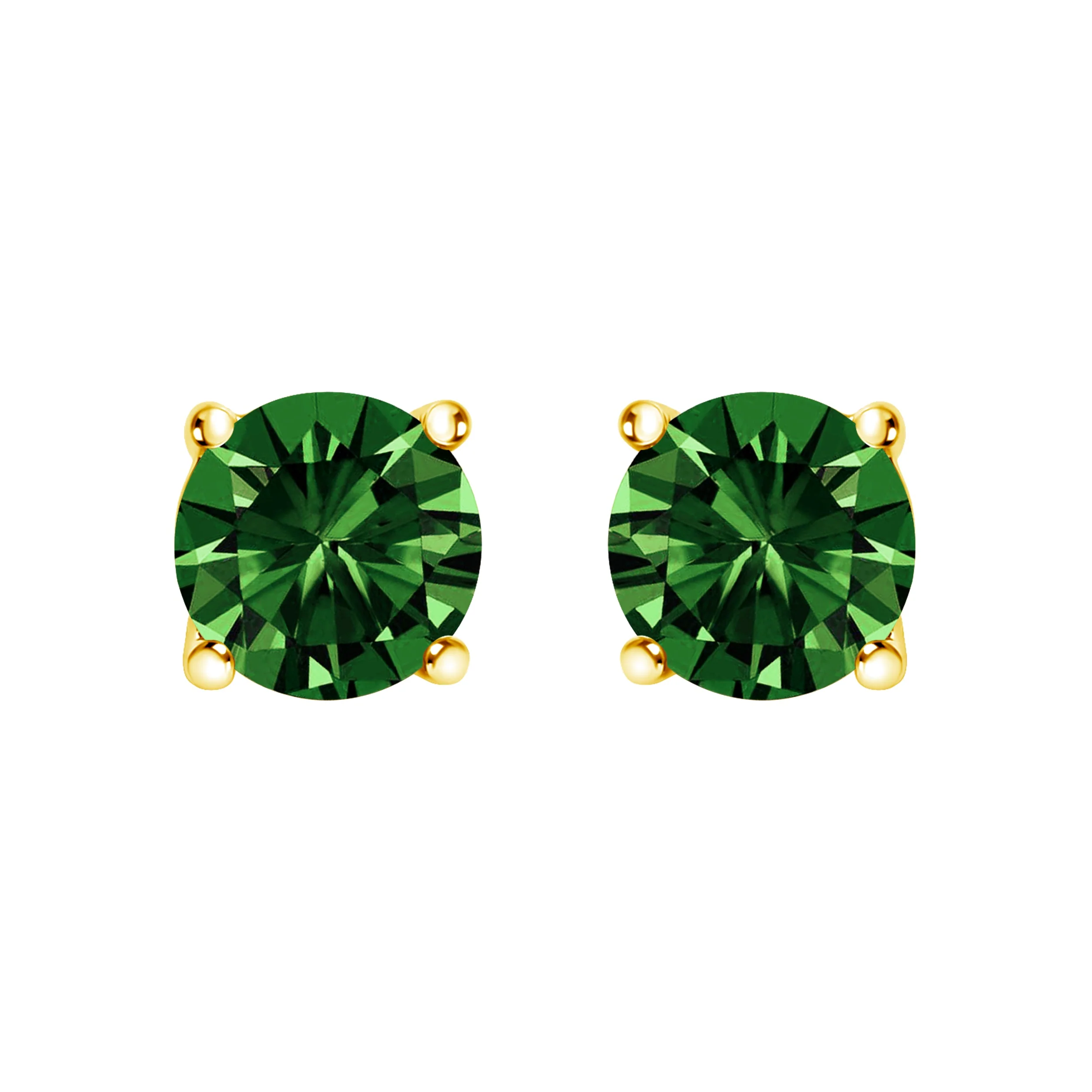 14K White Gold 1.0 Cttw Lab Grown Green Diamond Classic Solitaire Stud Earrings - Image 6