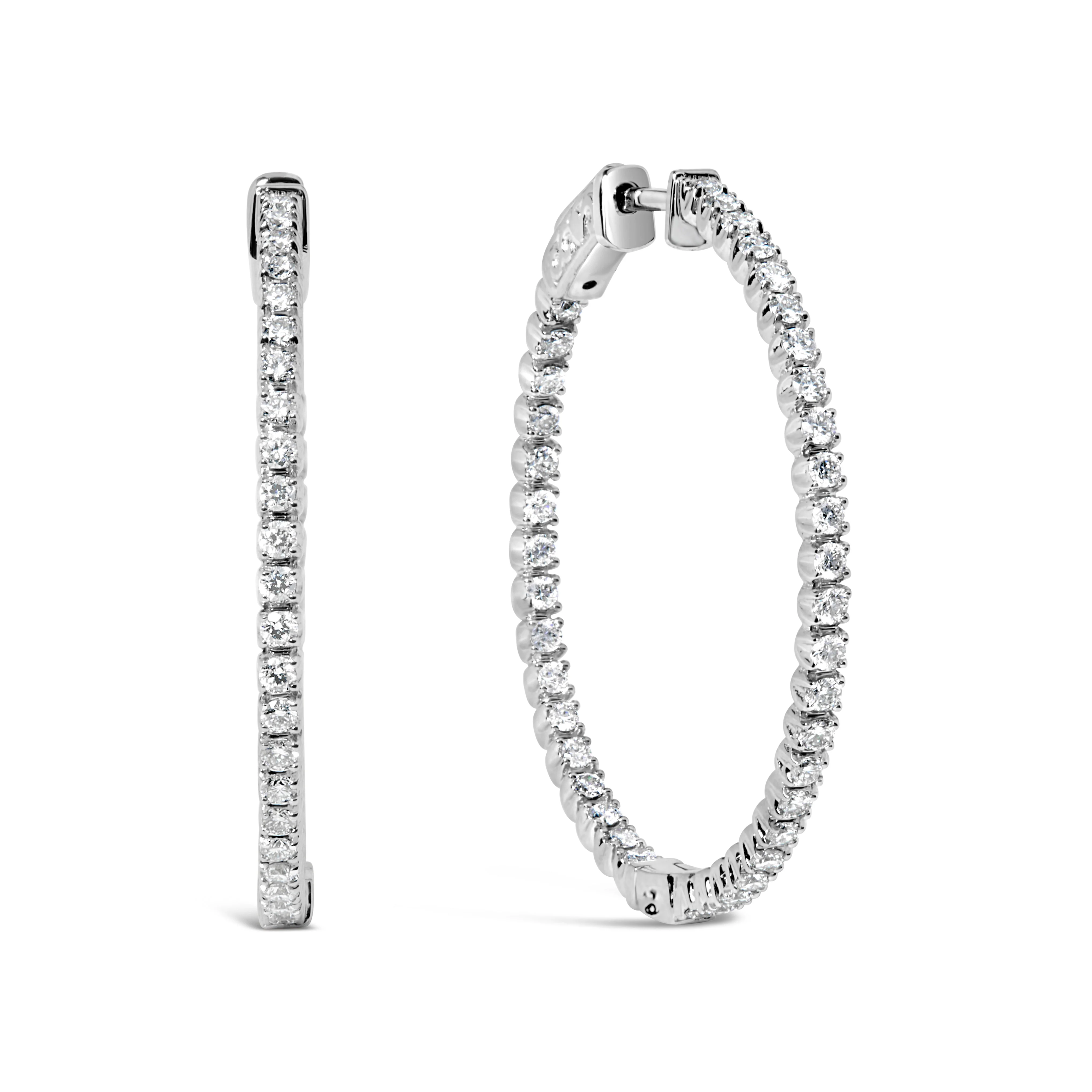 14K White Gold 1 1/2 Cttw Lab Grown Diamond Inside Out Hoop Earrings (G-H Color, VS2-SI1 Clarity) - Image 2